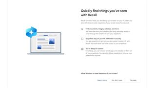 Windows Recall's new setup page