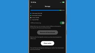 Screen shot of 'offline listening' toggle in Spotify settings