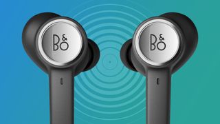 The B&O Beoplay Eleven earphones on blue and green background