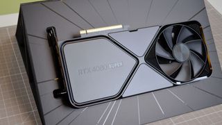 An Nvidia GeForce RTX 4080 Super on a desk