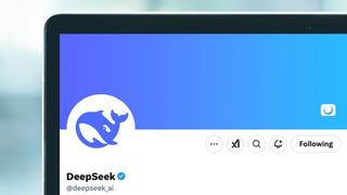 A laptop screen showing the DeepSeek Twitter account