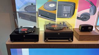 Philips Century range in a demo room, showing two record players and a radio