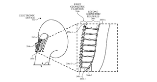 Diagram of Apple headphone patent, showing new touch input sensor