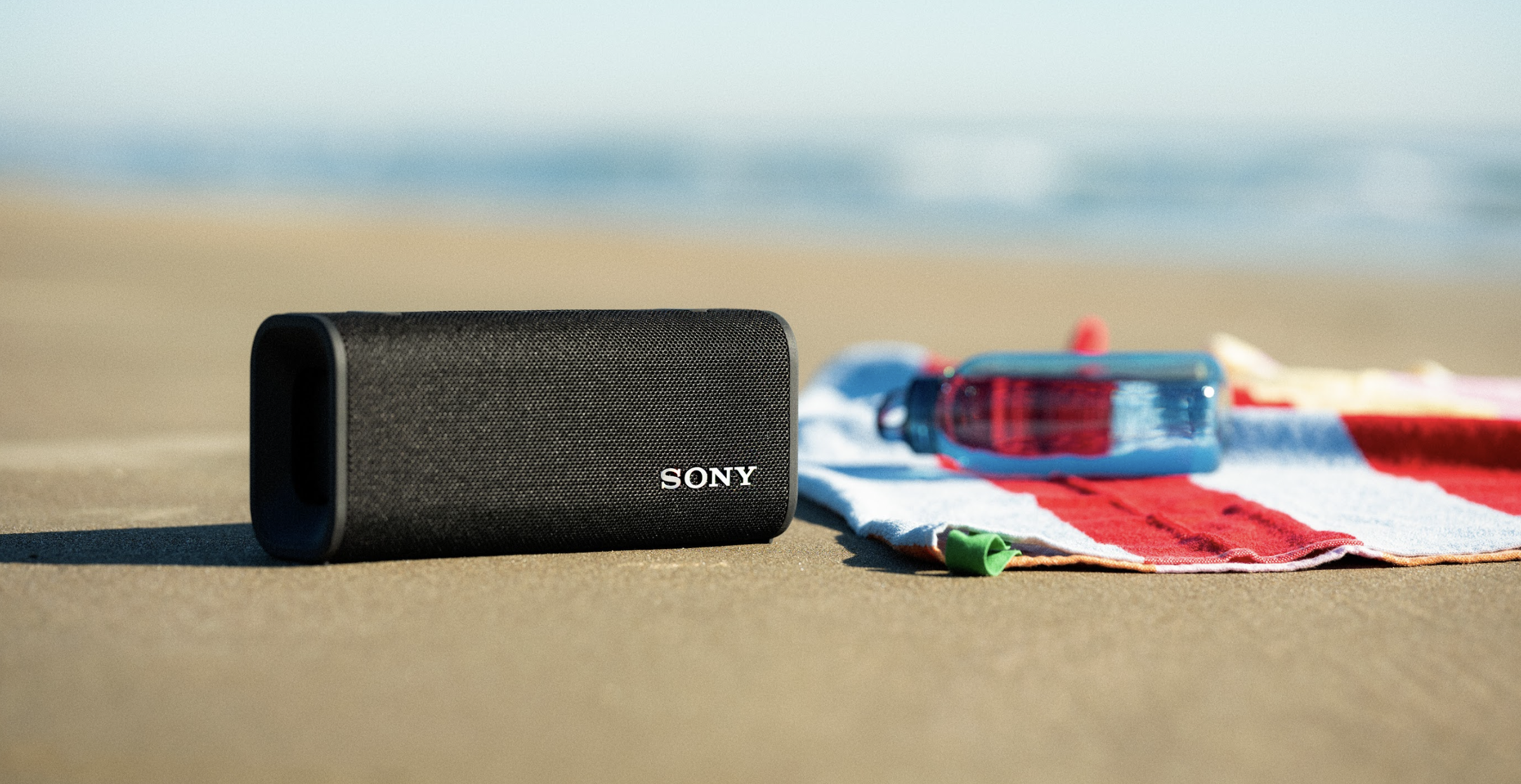 Sony ULT Field 3 speaker on a beach
