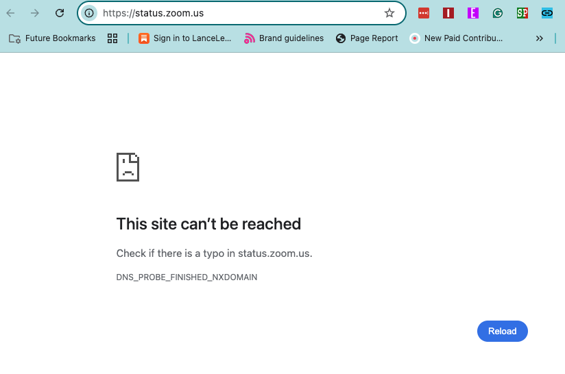 Zoom status page not loading