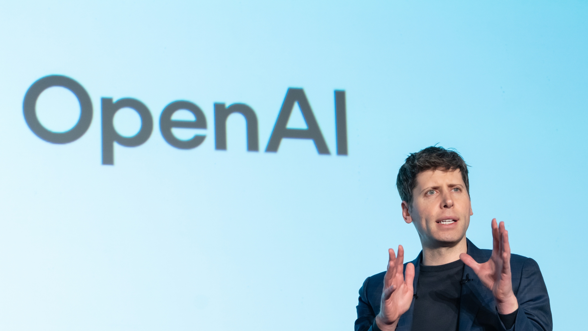 Open AI CEO Sam Altman speaks during a talk session with SoftBank Group CEO Masayoshi Son at an event titled "Transforming Business through AI" in Tokyo, Japan, on February 03, 2025. SoftBank and OpenAI announced that they have agreed a partnership to set up a joint venture for artificial intelligence services in Japan today.