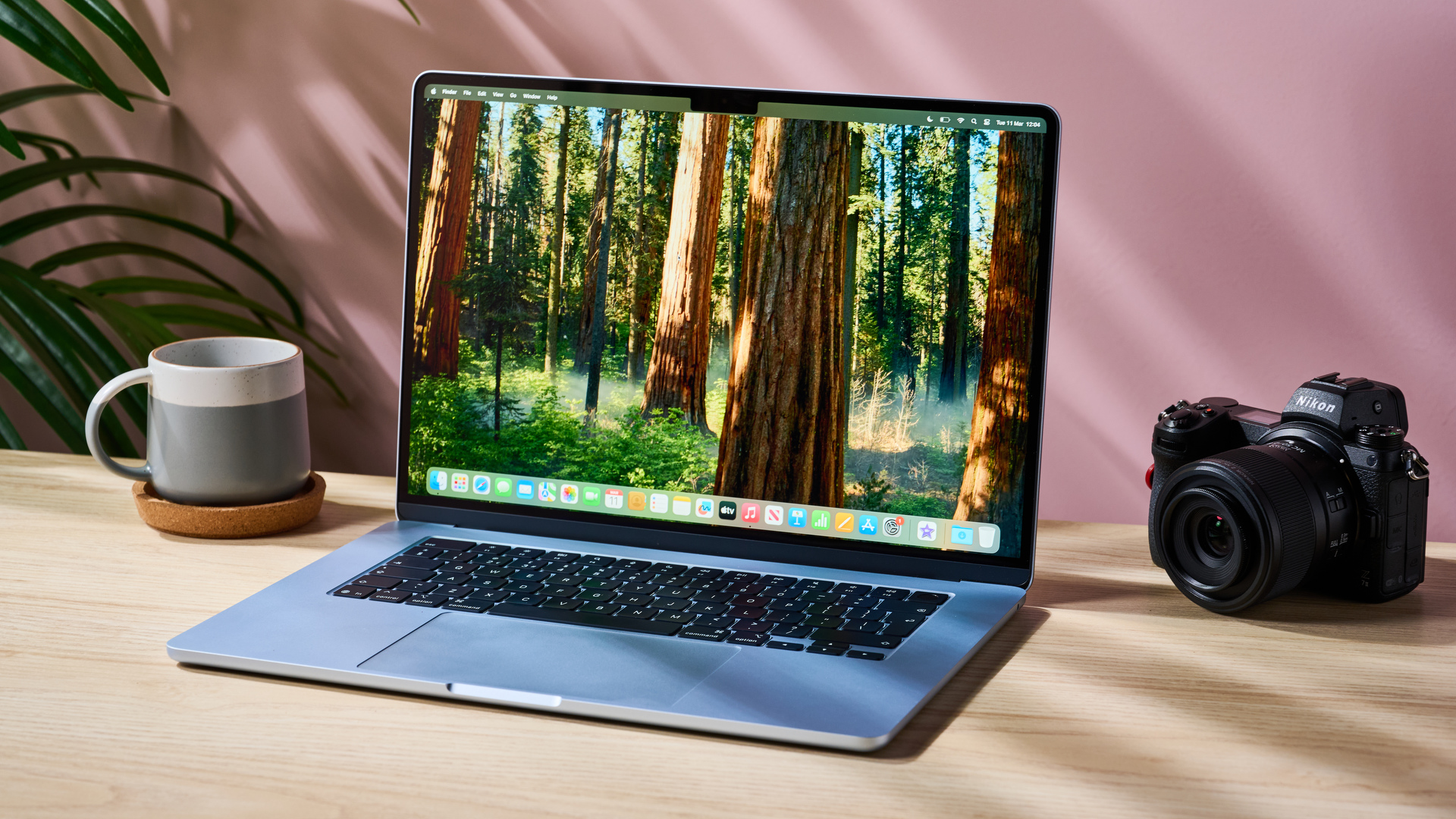 MacBook Air 15-inch with M4 chip on a creative&#039;s desk with screen open