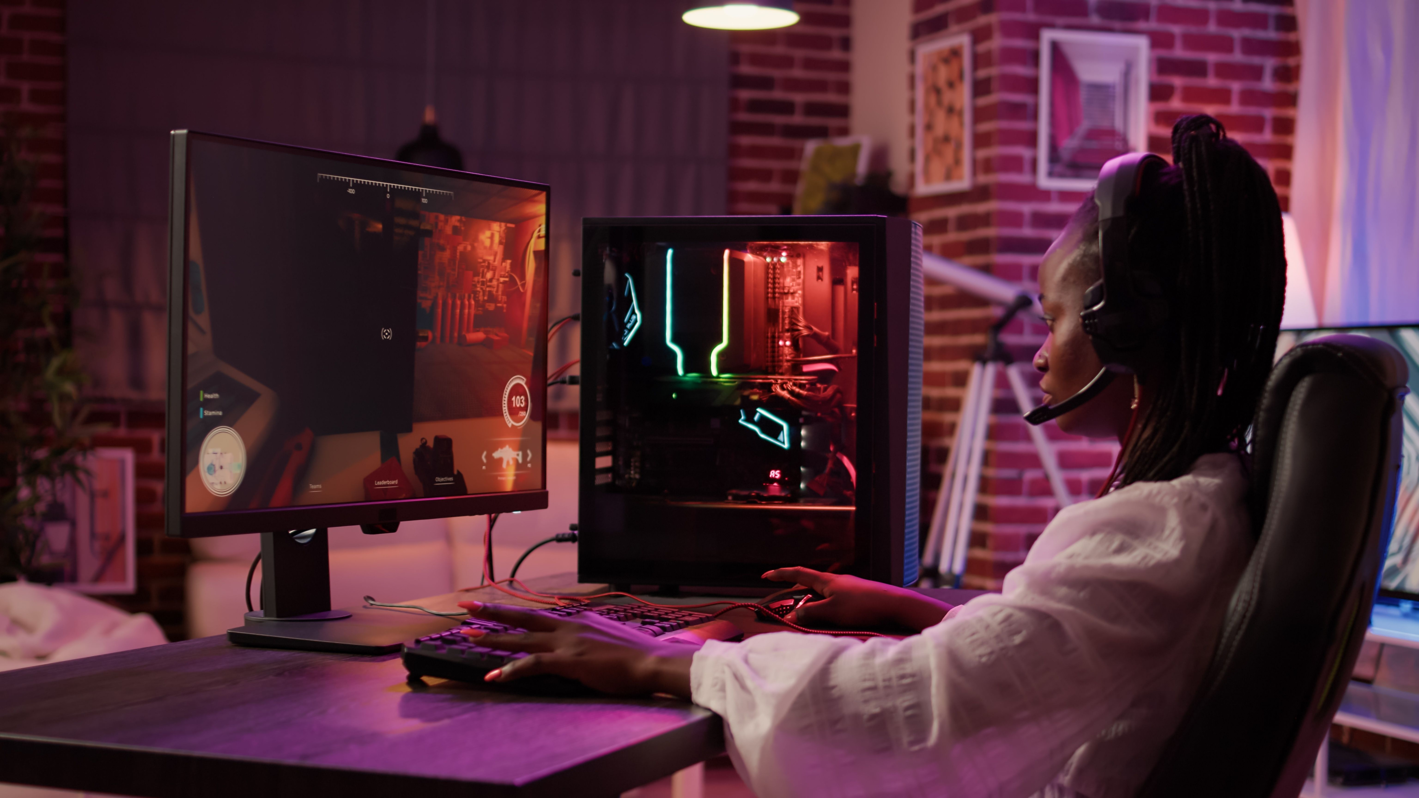 Woman using Gaming PC