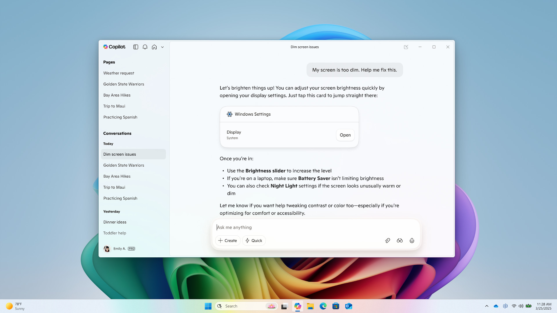 Windows 11 Copilot App direct settings link
