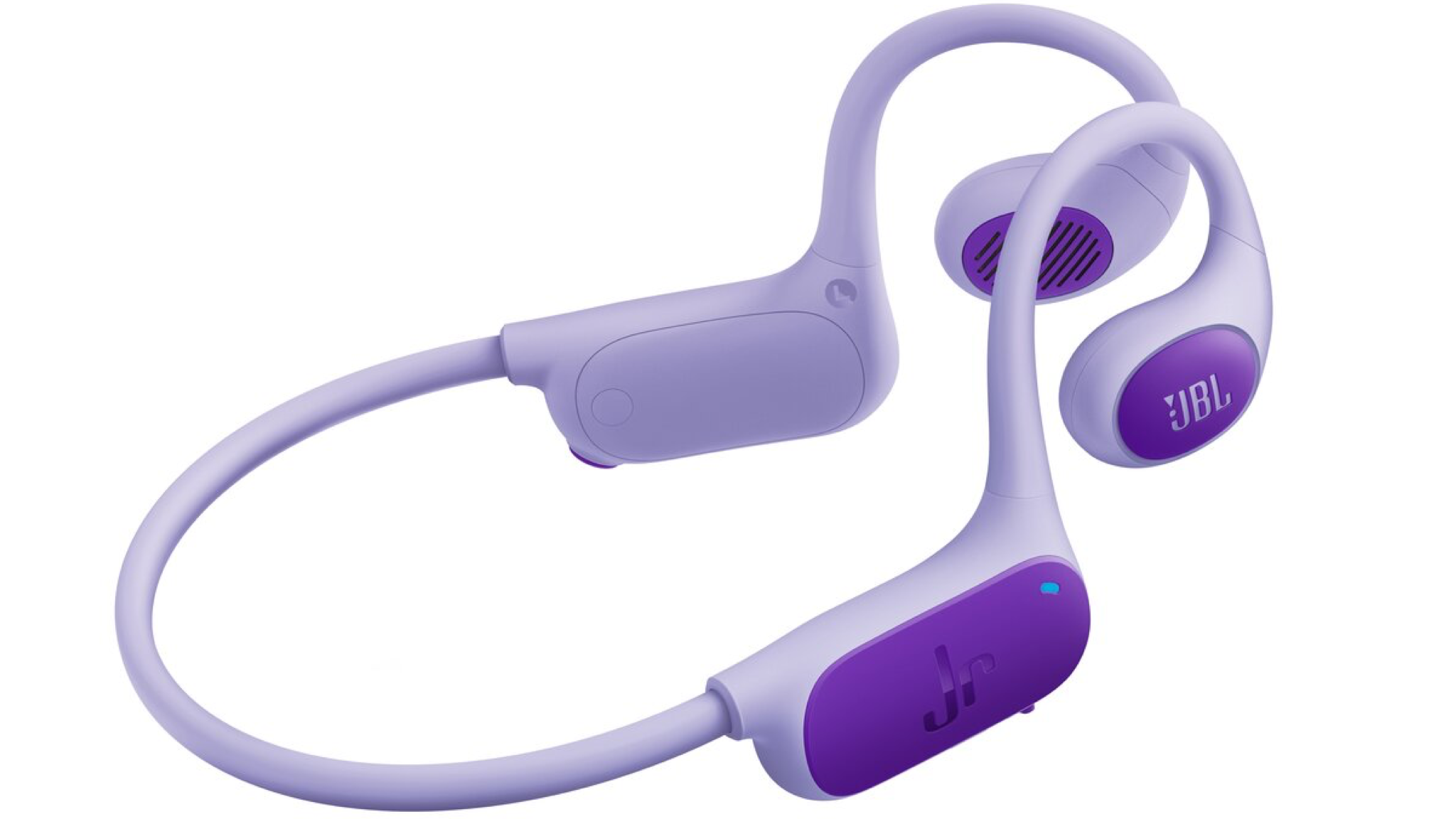 JBL Junior Free headphones in a purple/lilac colour against a white background