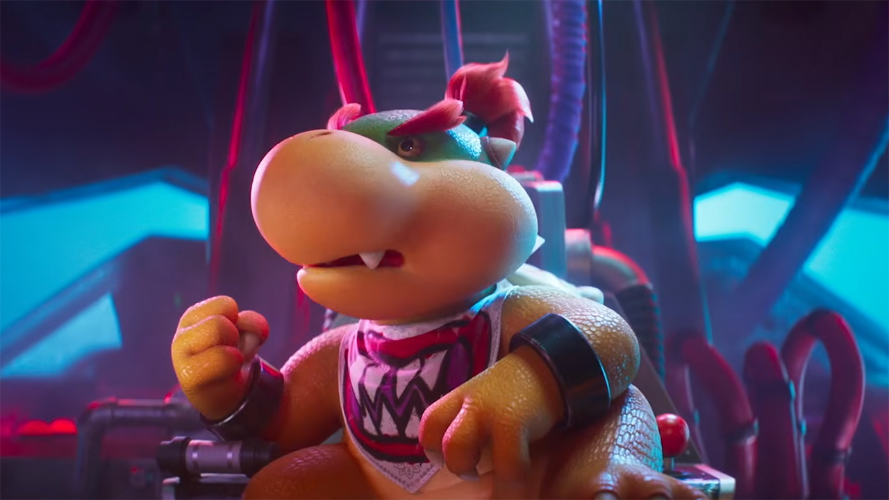 Bowser Jr sitting at the controls of a robot in The Super Mario Galaxy Movie