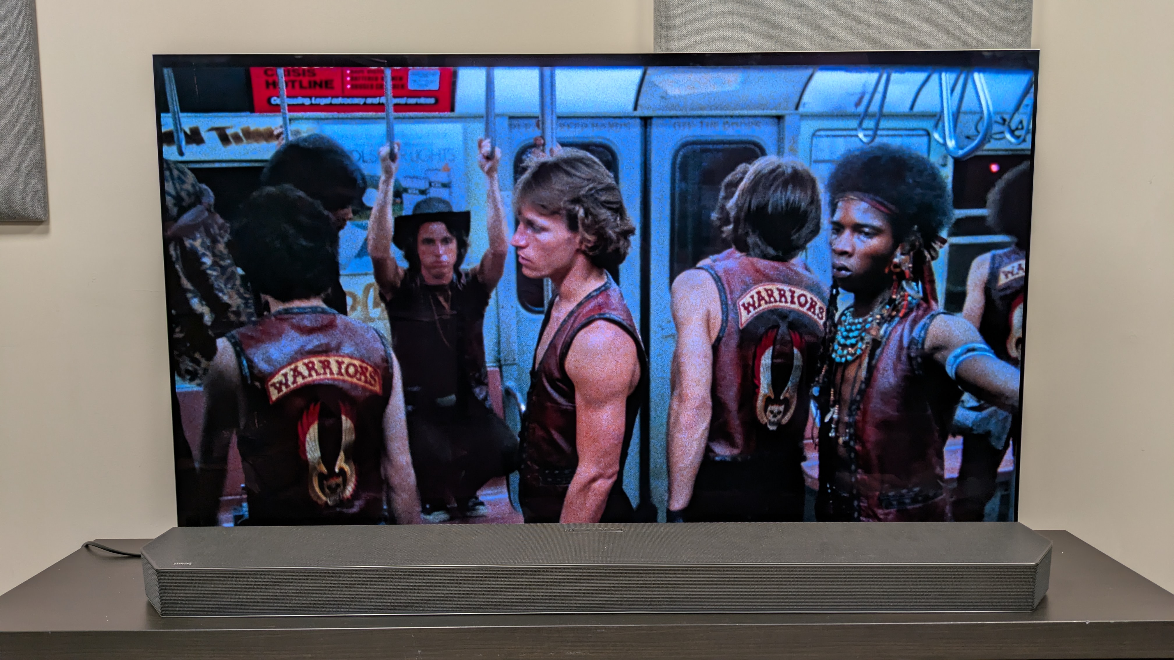 The Warriors 4K Blu-ray from Paramount on LG G5 showing The Warriors gang on a subway train 