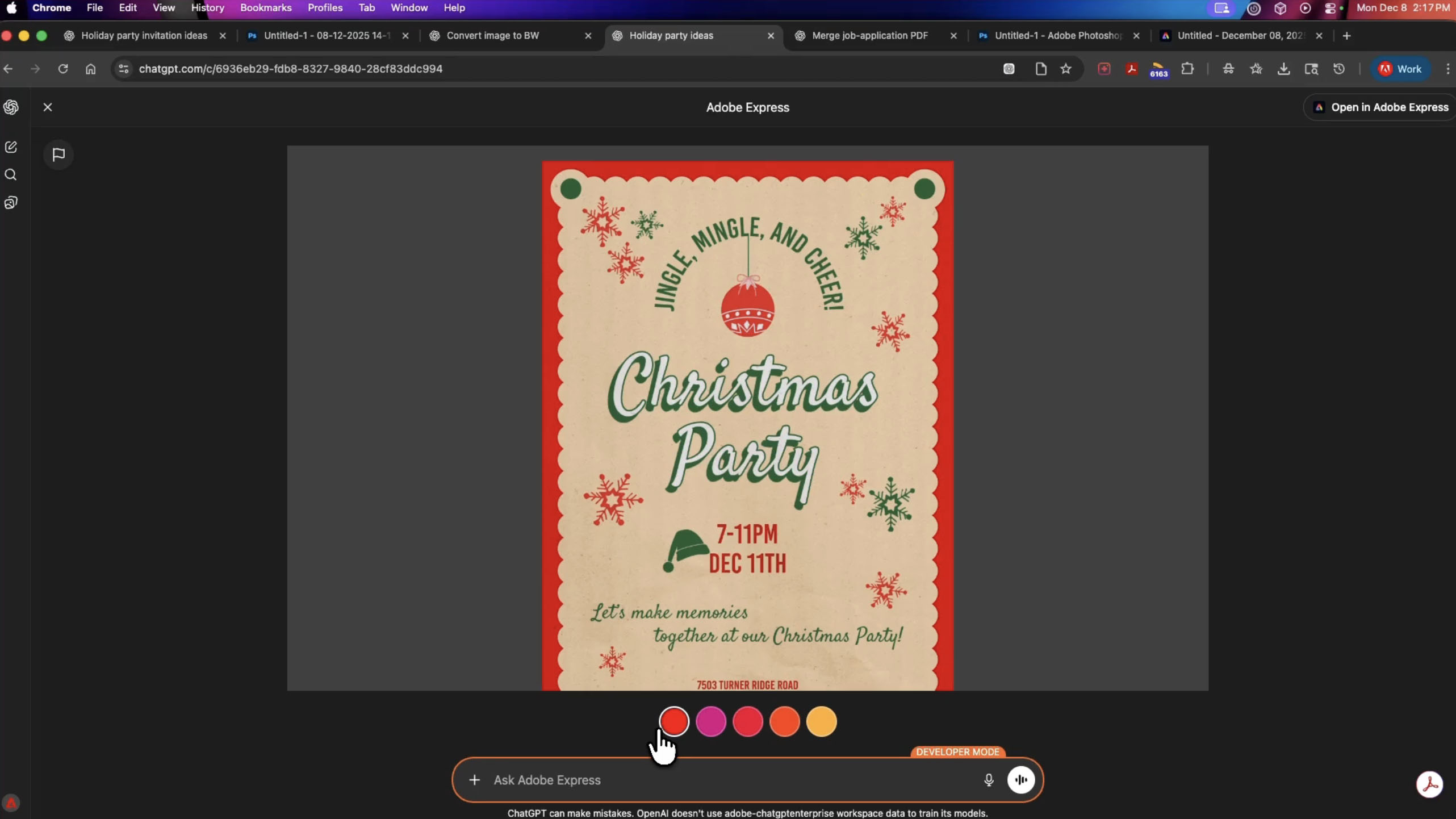 Adobe Express in ChatGPT