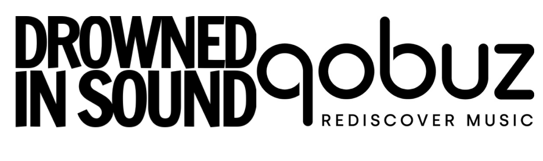 Qobuz and Drowned in Sound logos, side by side, on white background