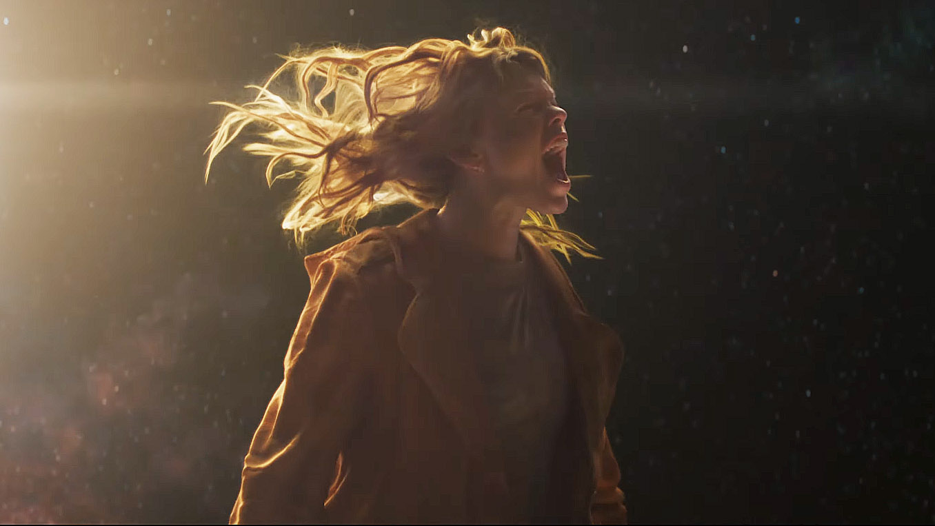 Supergirl floating in space and screaming into the void in her self-titled 2026 movie