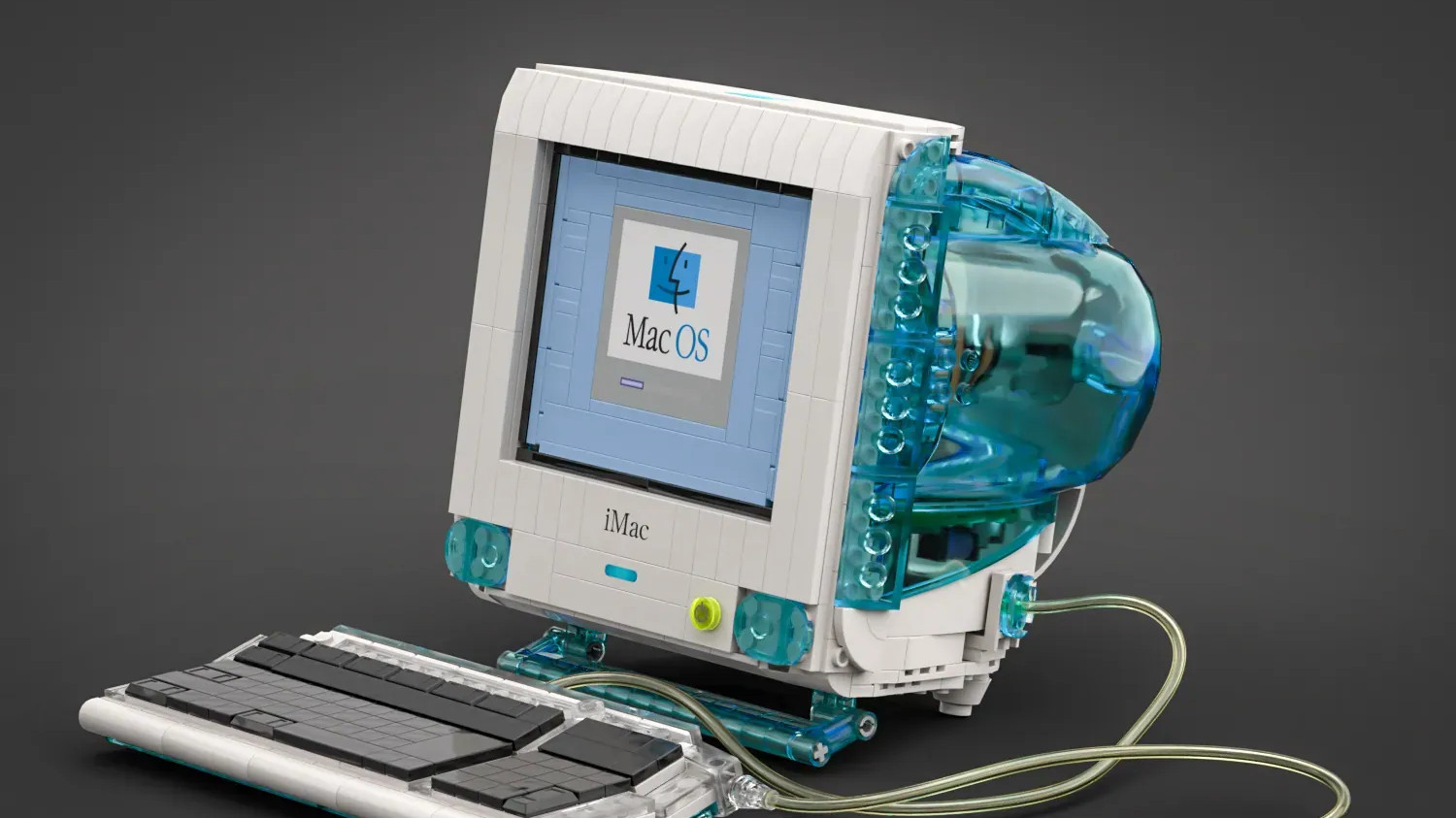iMac G3 Lego set concept viewed at angle with keyboard