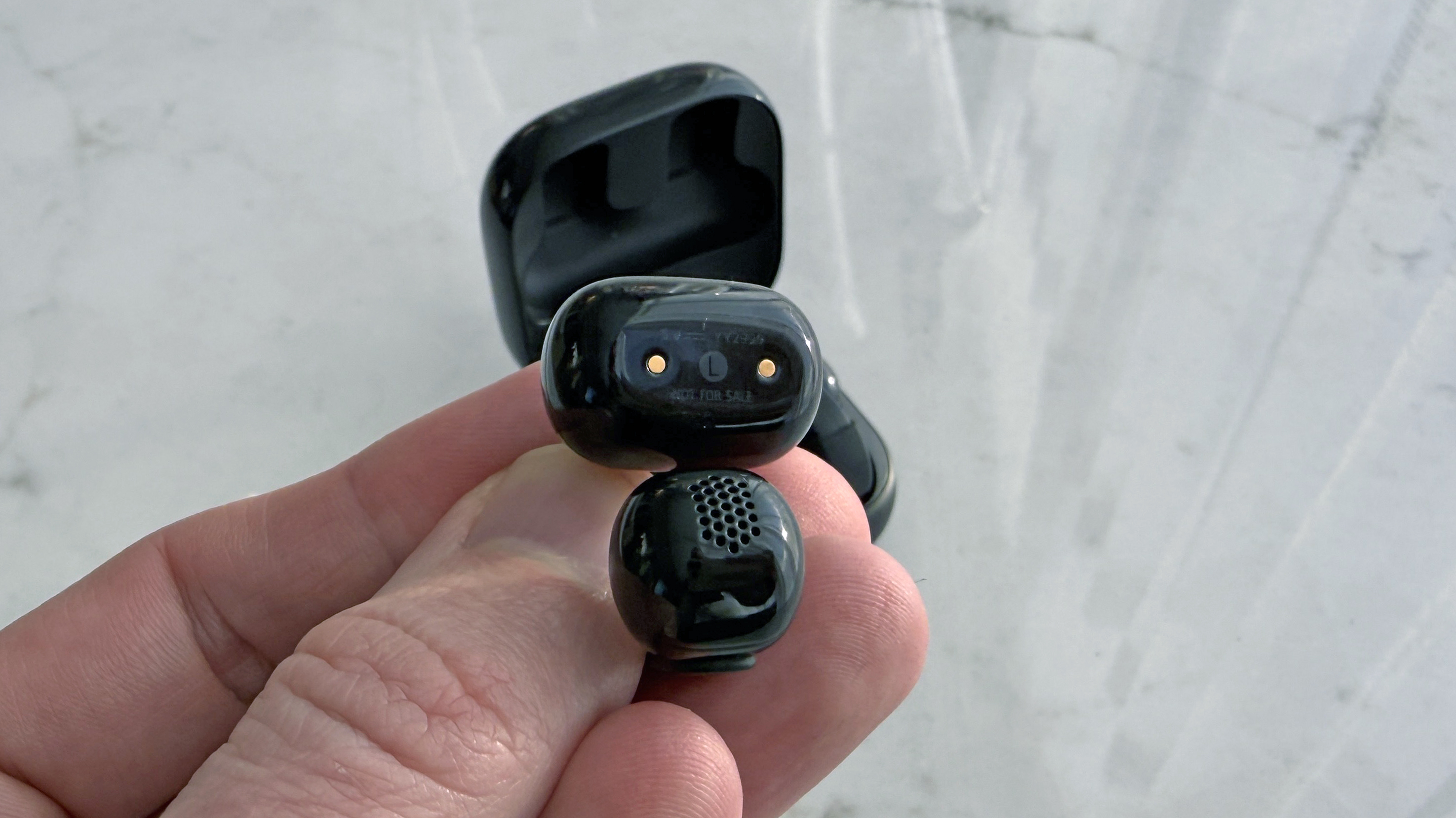 Sony LinkBuds Clip showing the speaker grille
