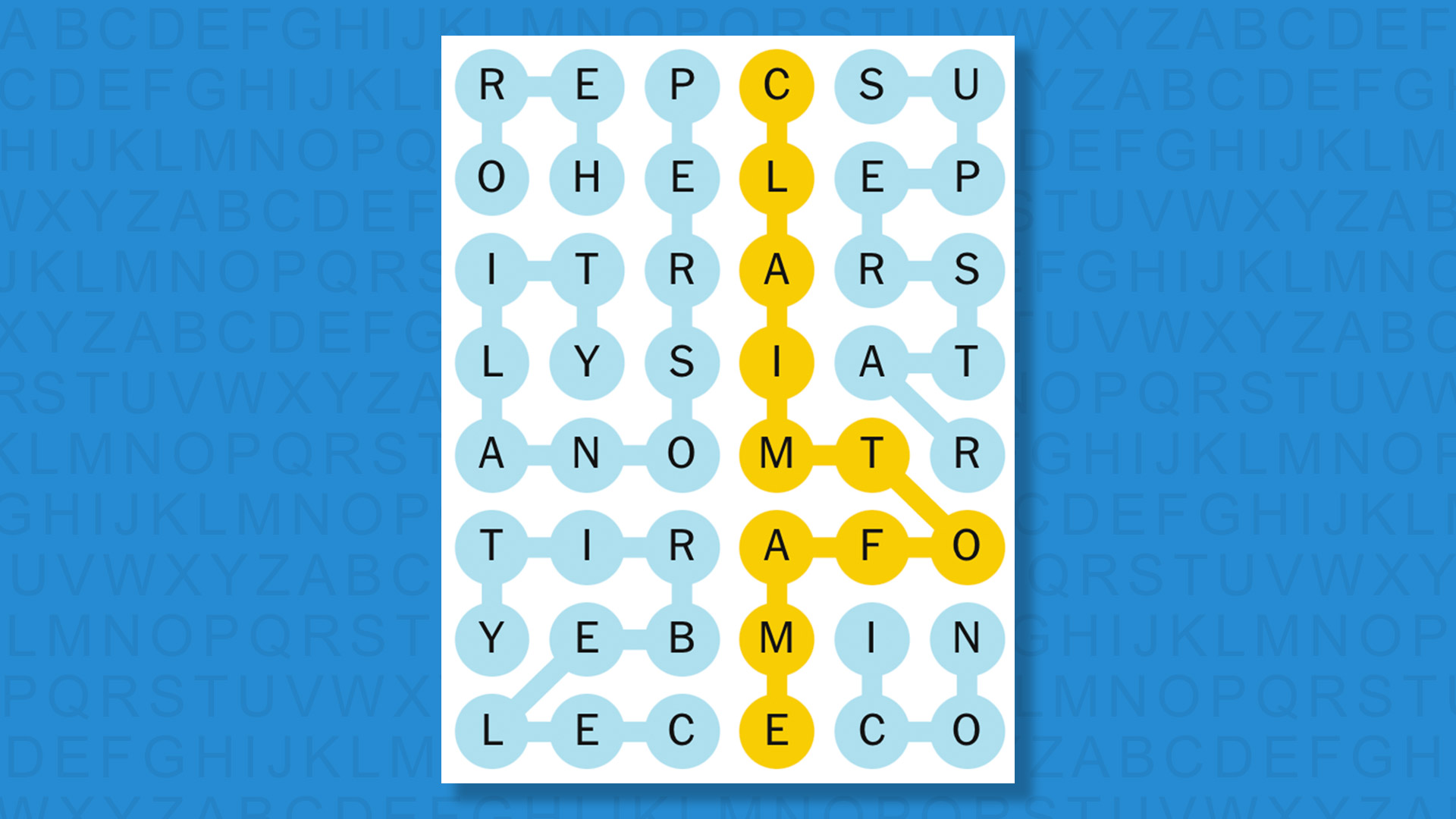 NYT Strands answers for game 697 on a blue background