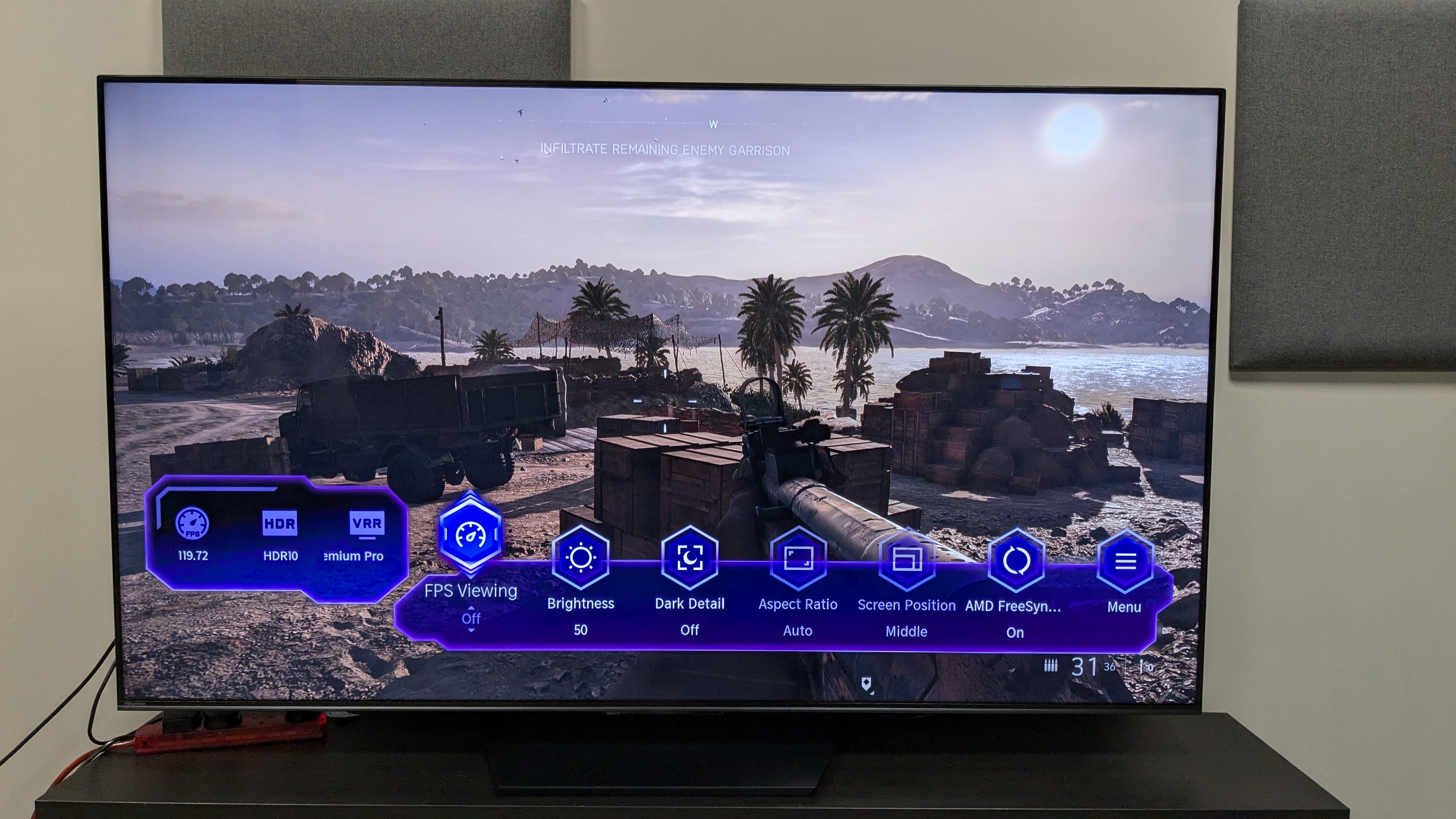 Hisense U7N with Battlefield V on screen 