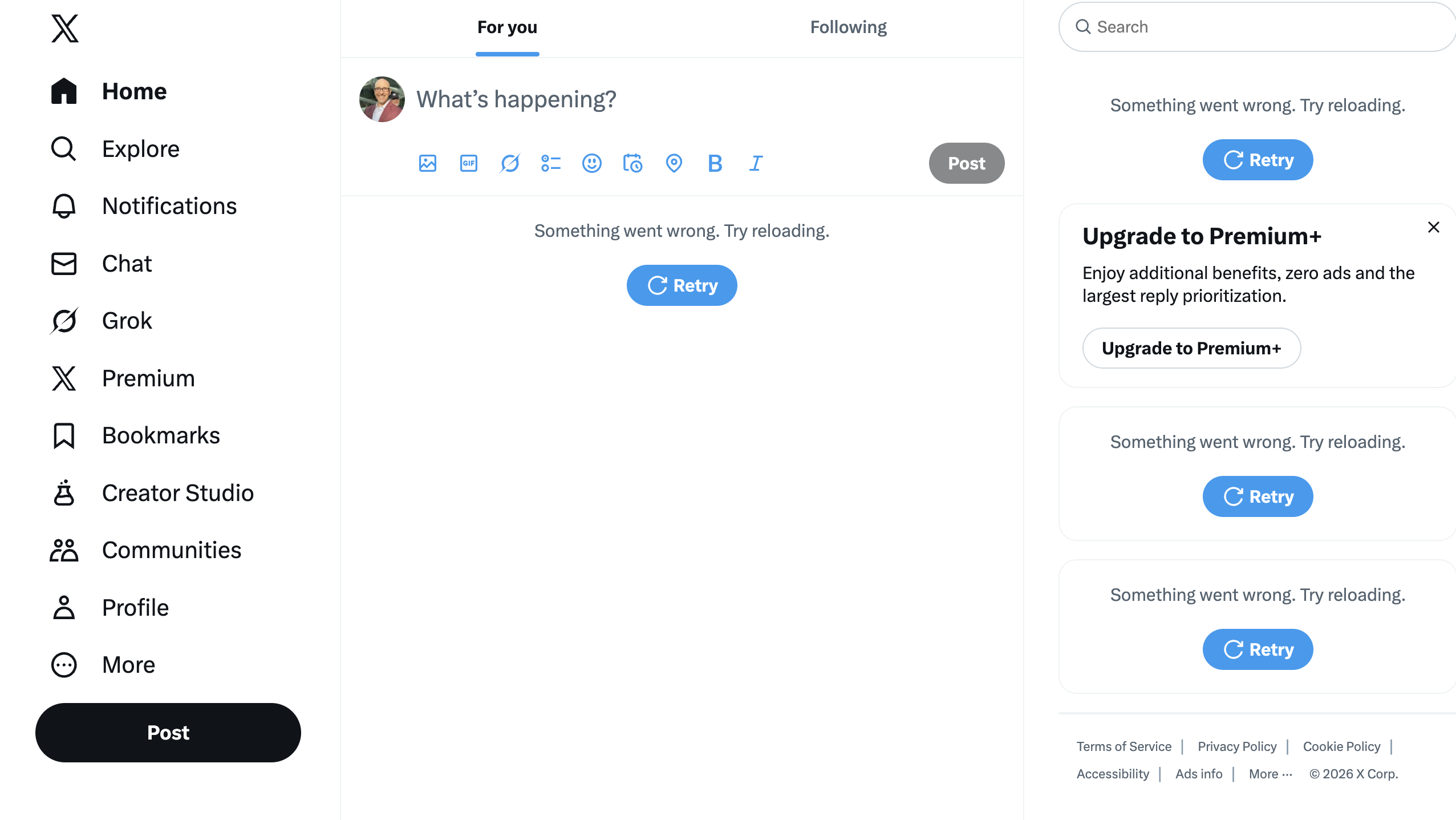 X Something Went Wrong
