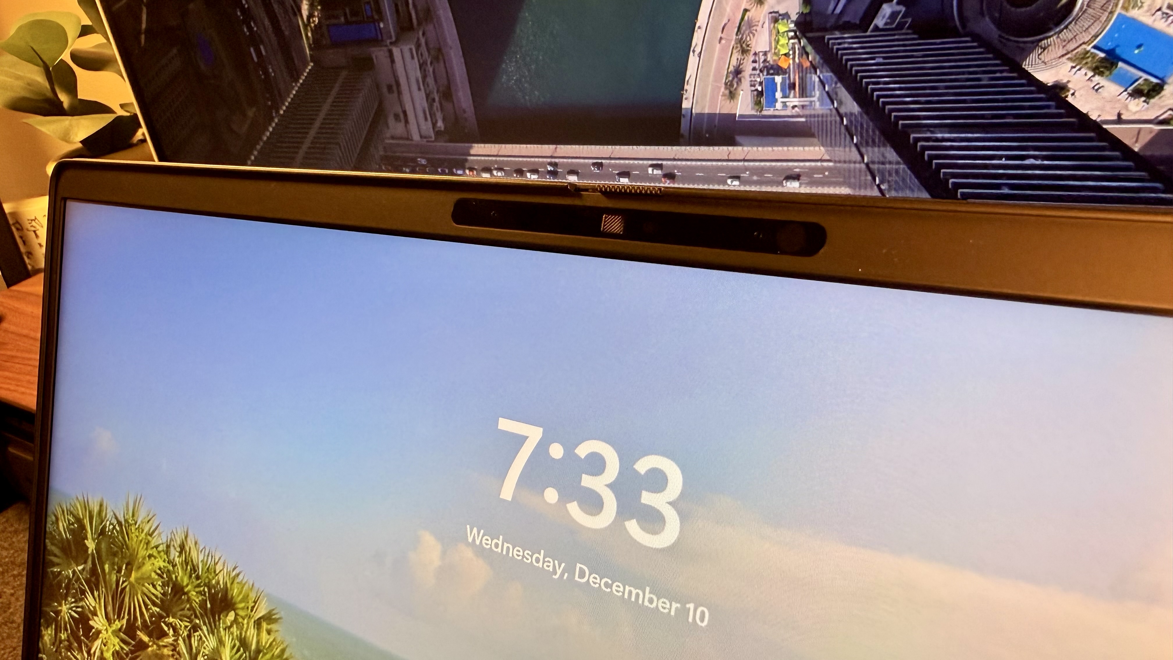 Dell Pro Max laptop showing top of Windows 11 lock screen