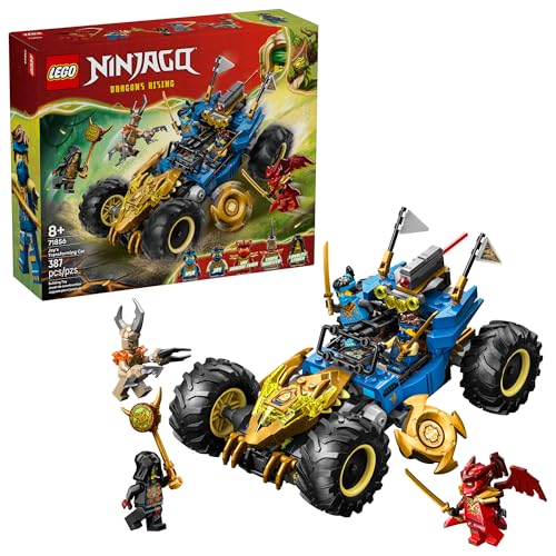 Lego Ninjago Jay&amp;rsquo;s Transforming Car Building Toy for Boys &amp;amp; Girls - Toy Car W/2 Play Modes for Kids, Ages 8+ - W/jay, Nya, Dragon Form Kai, &amp;amp; 2 More Minifigures - Gift Idea for Birthdays - 71856