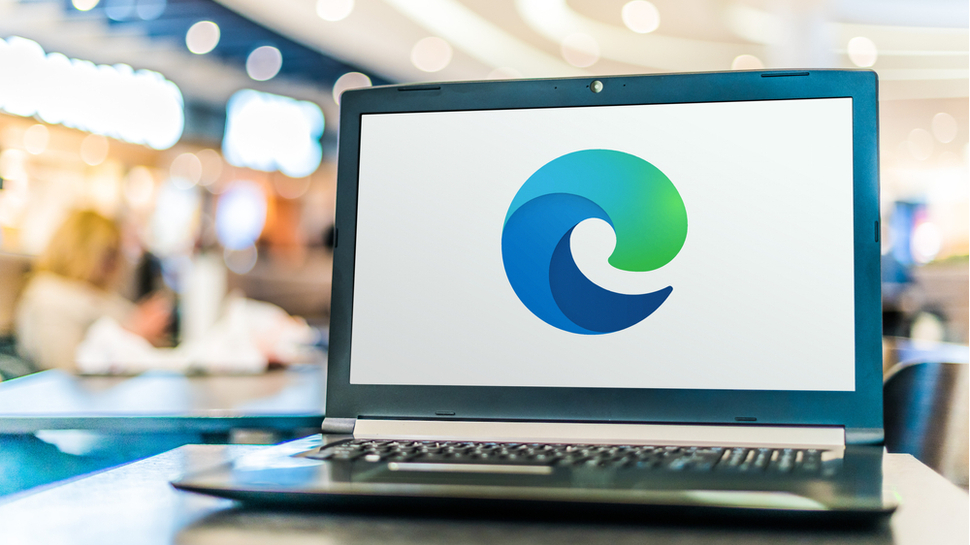 Microsoft Edge logo showing on a laptop