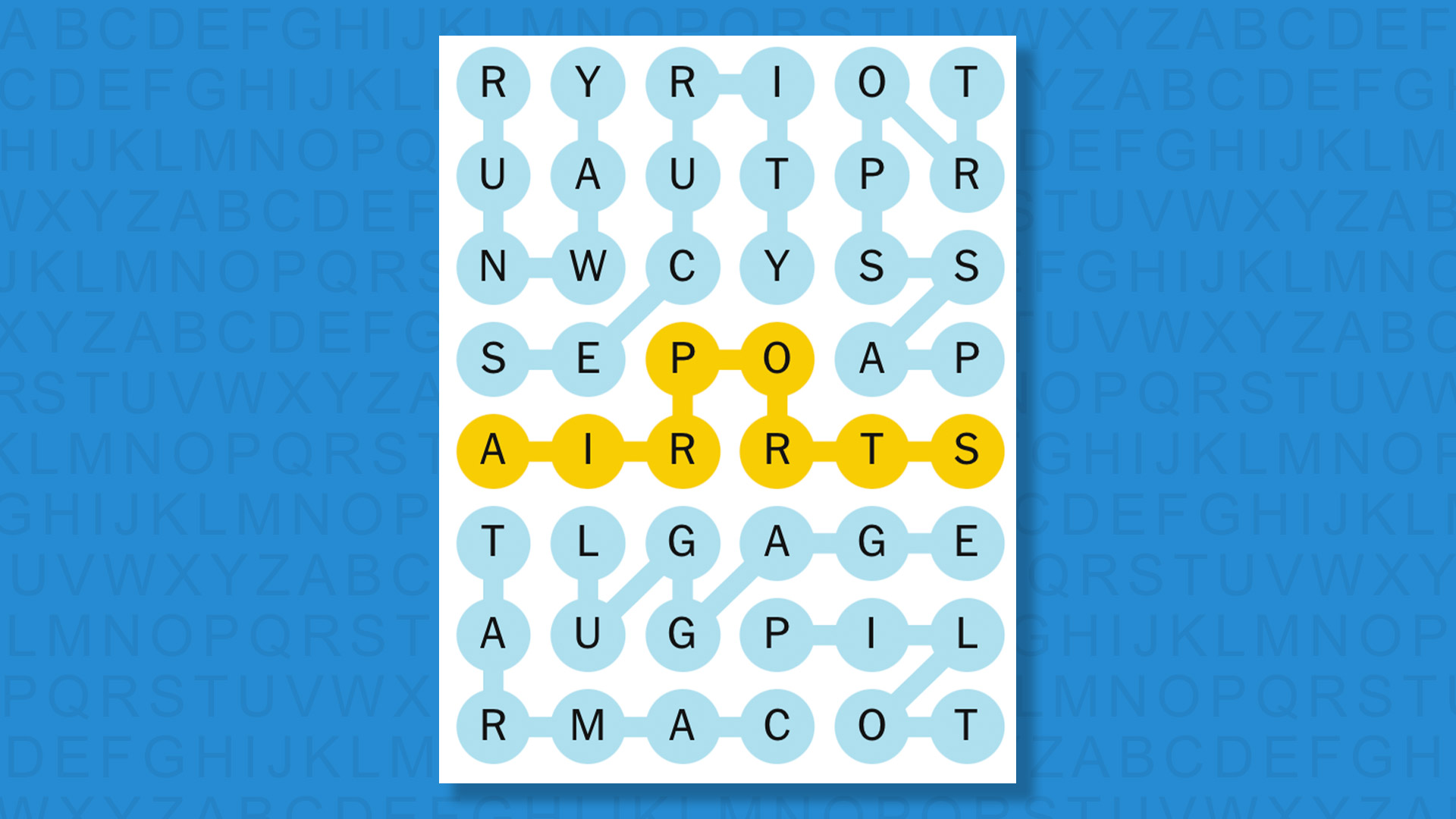 NYT Strands answers for game 708 on a blue background