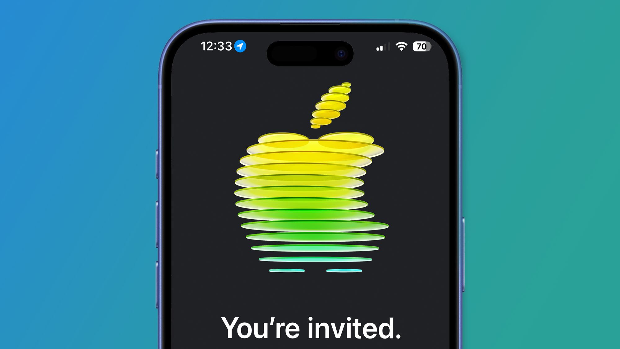Apple March Event invite shown on an iPhone screen