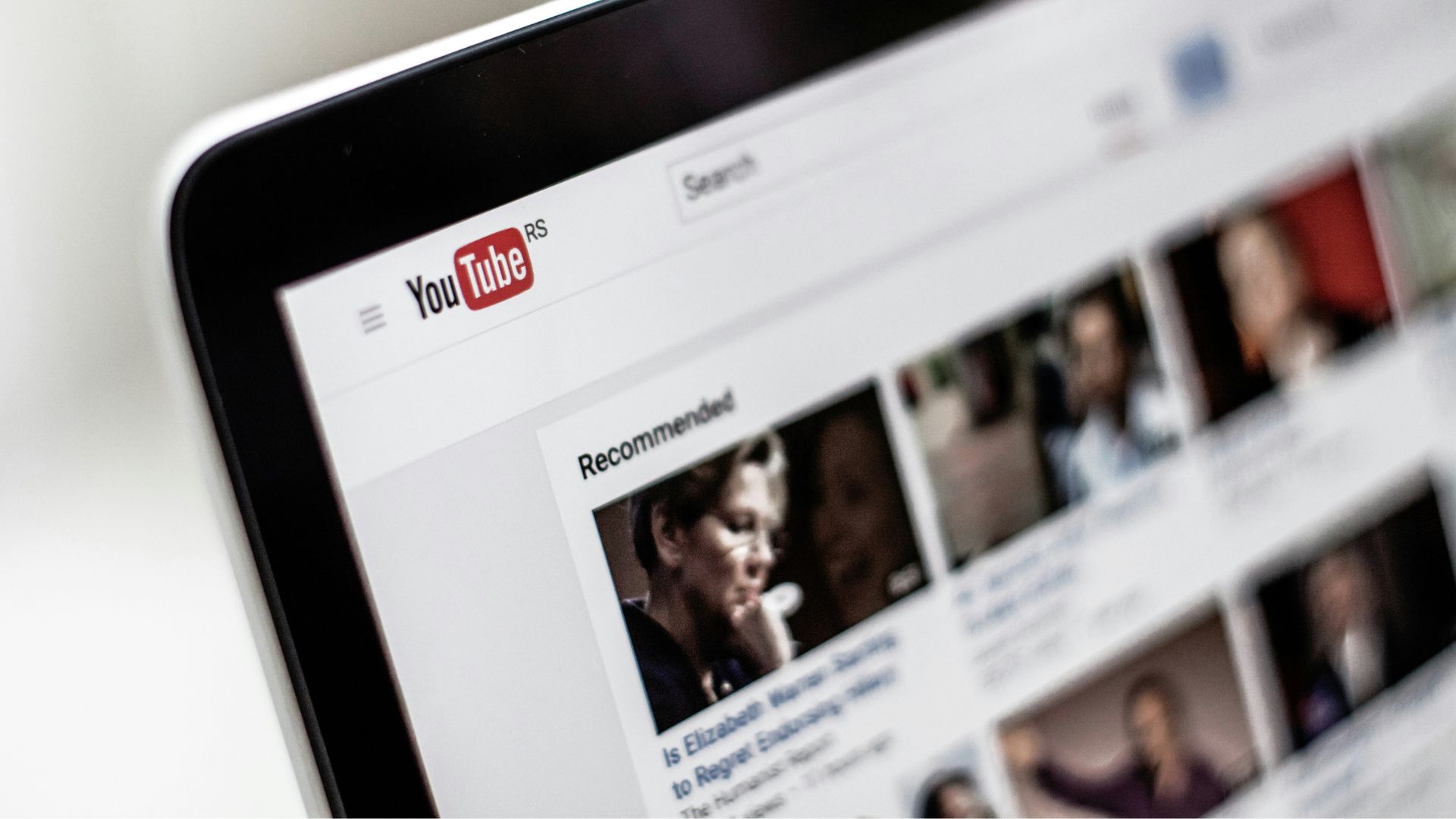 The YouTube home page