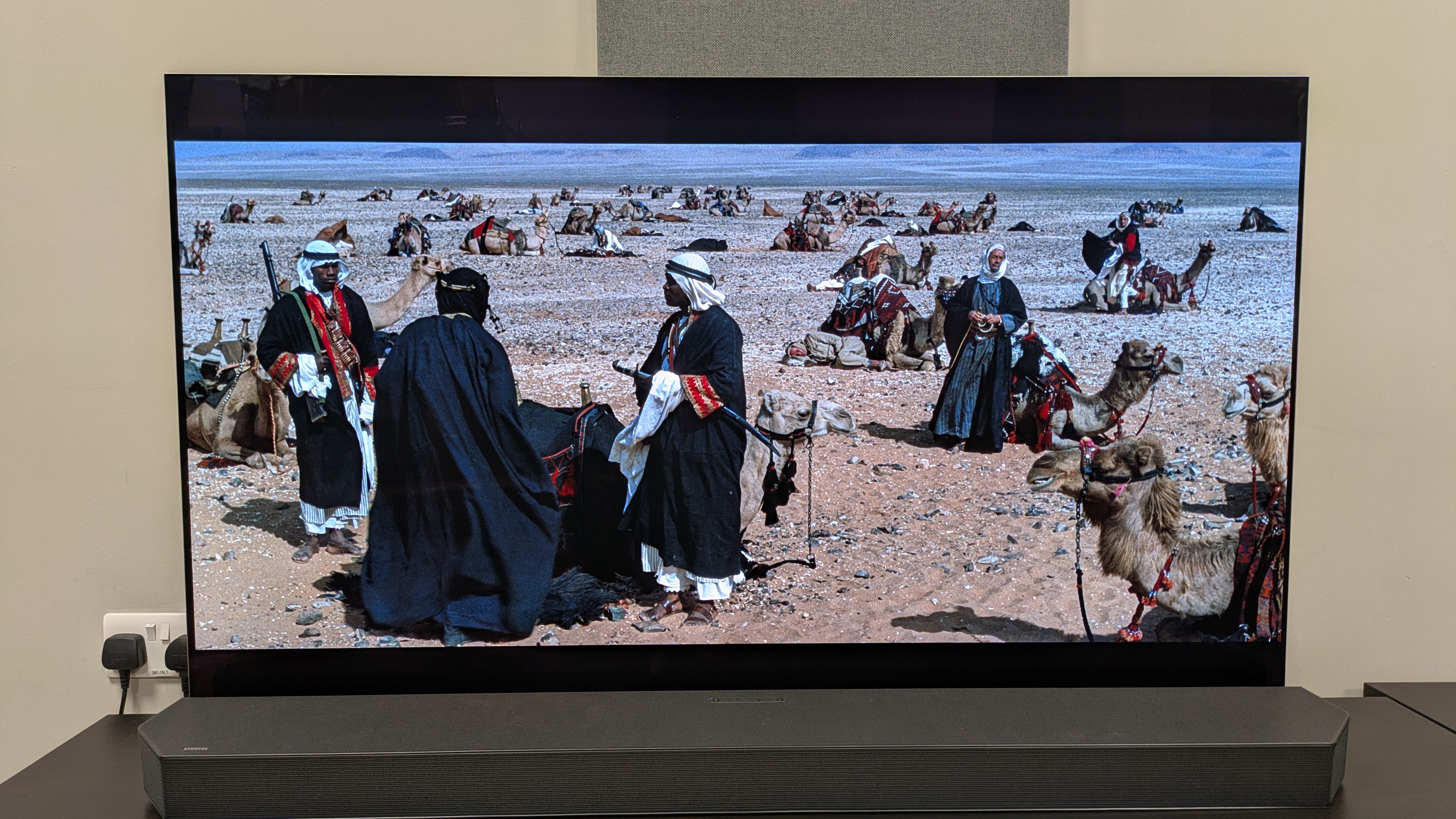 Lawrence of Arabia 4K Blu-ray on LG G5 showing shot of Faisal's men stood around