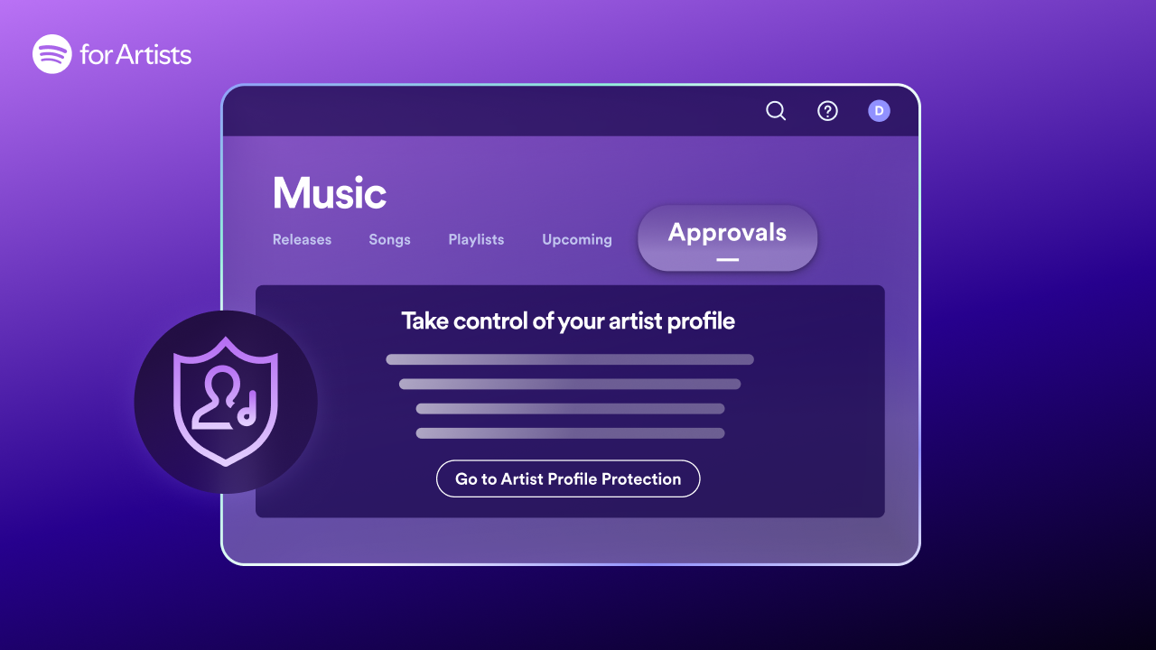 A Spotify graphic showing how to access approved releases in Spotify For Artists