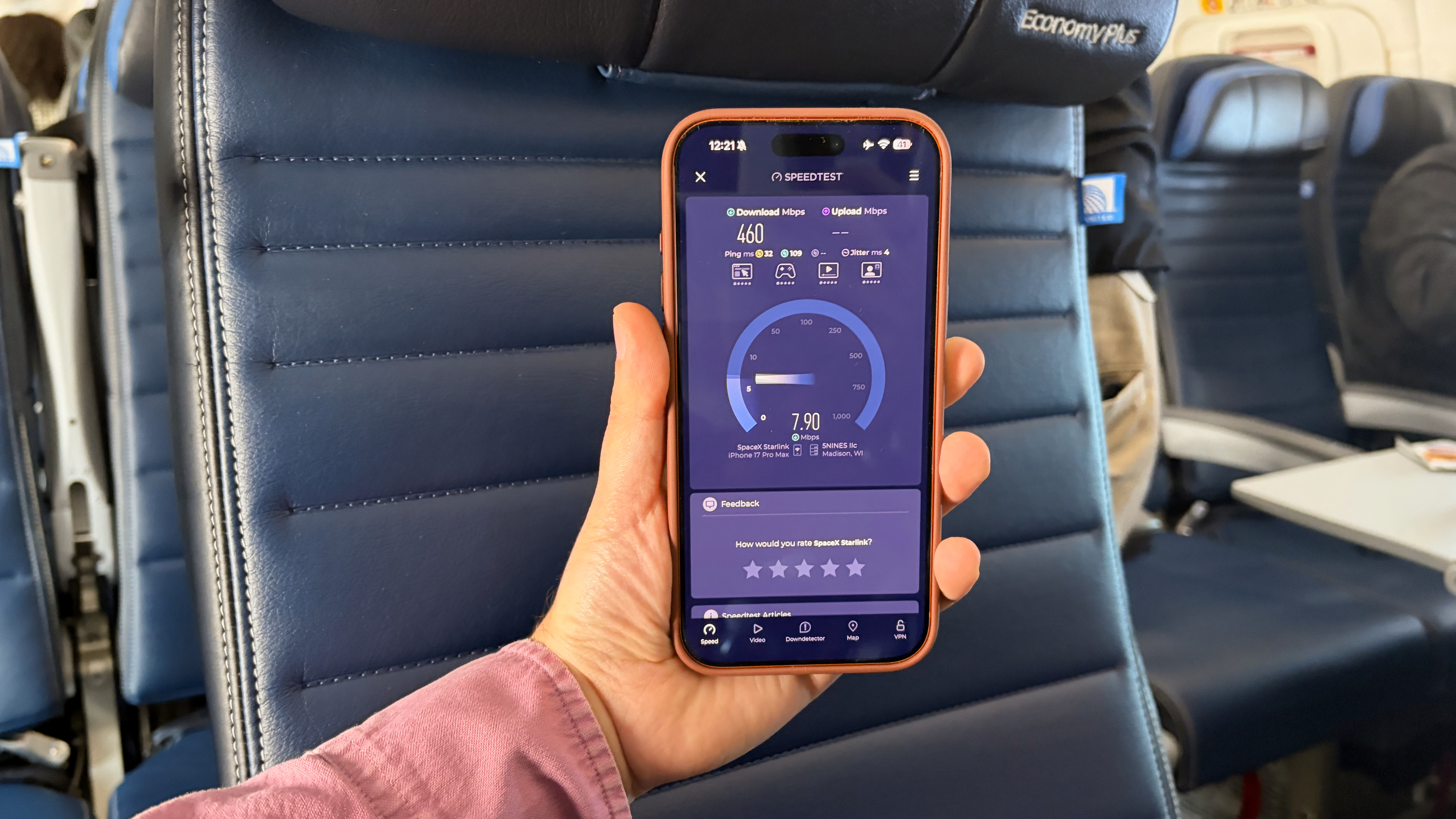 Starlink Speed Test on United