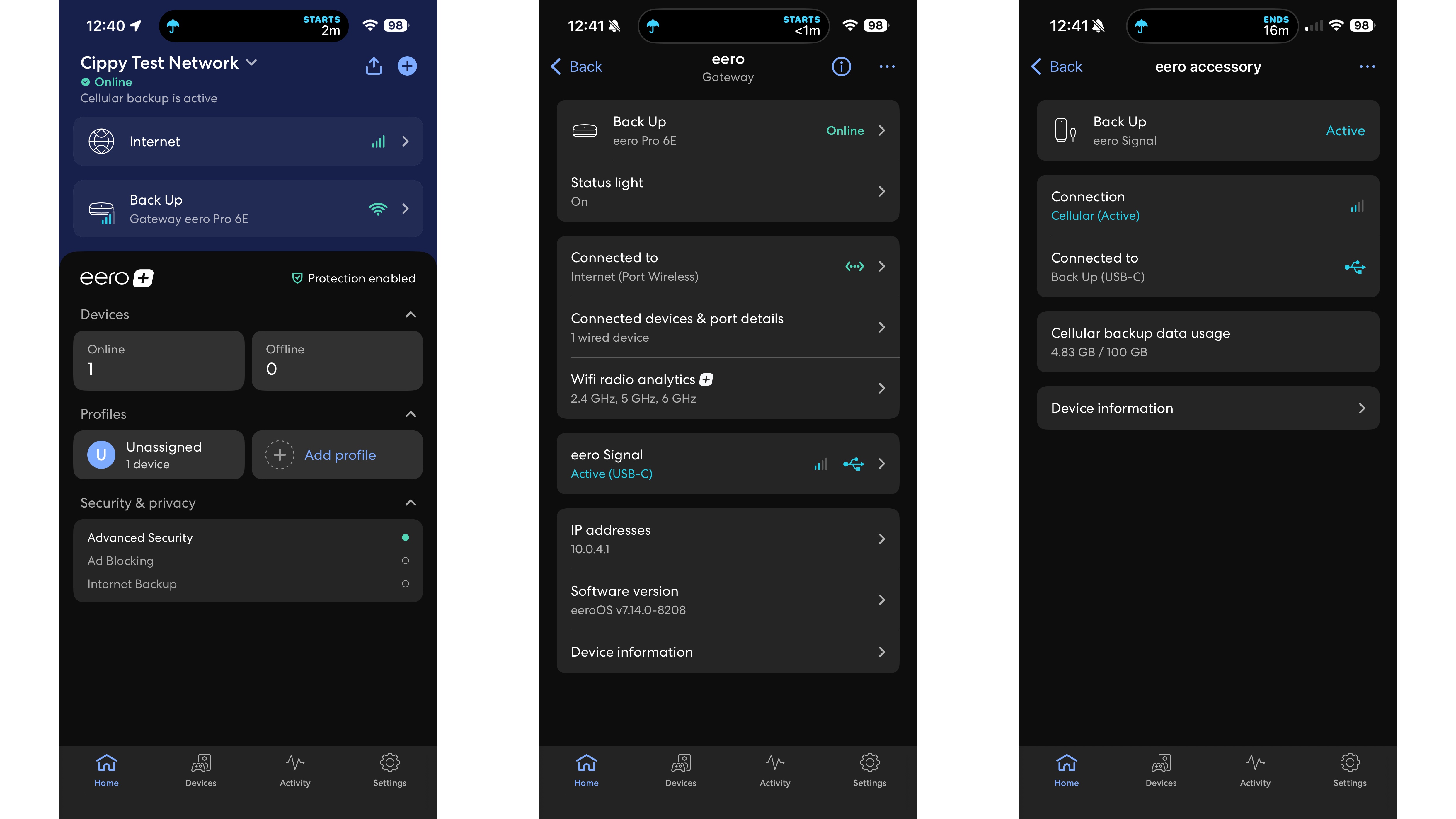 Eero Signal Setup in app