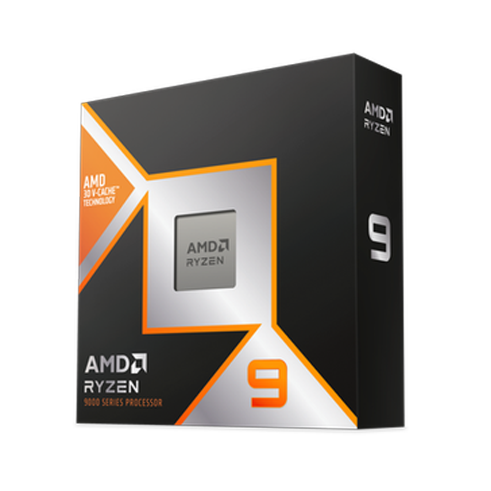 An AMD Ryzen 9 9950X3D against a white background