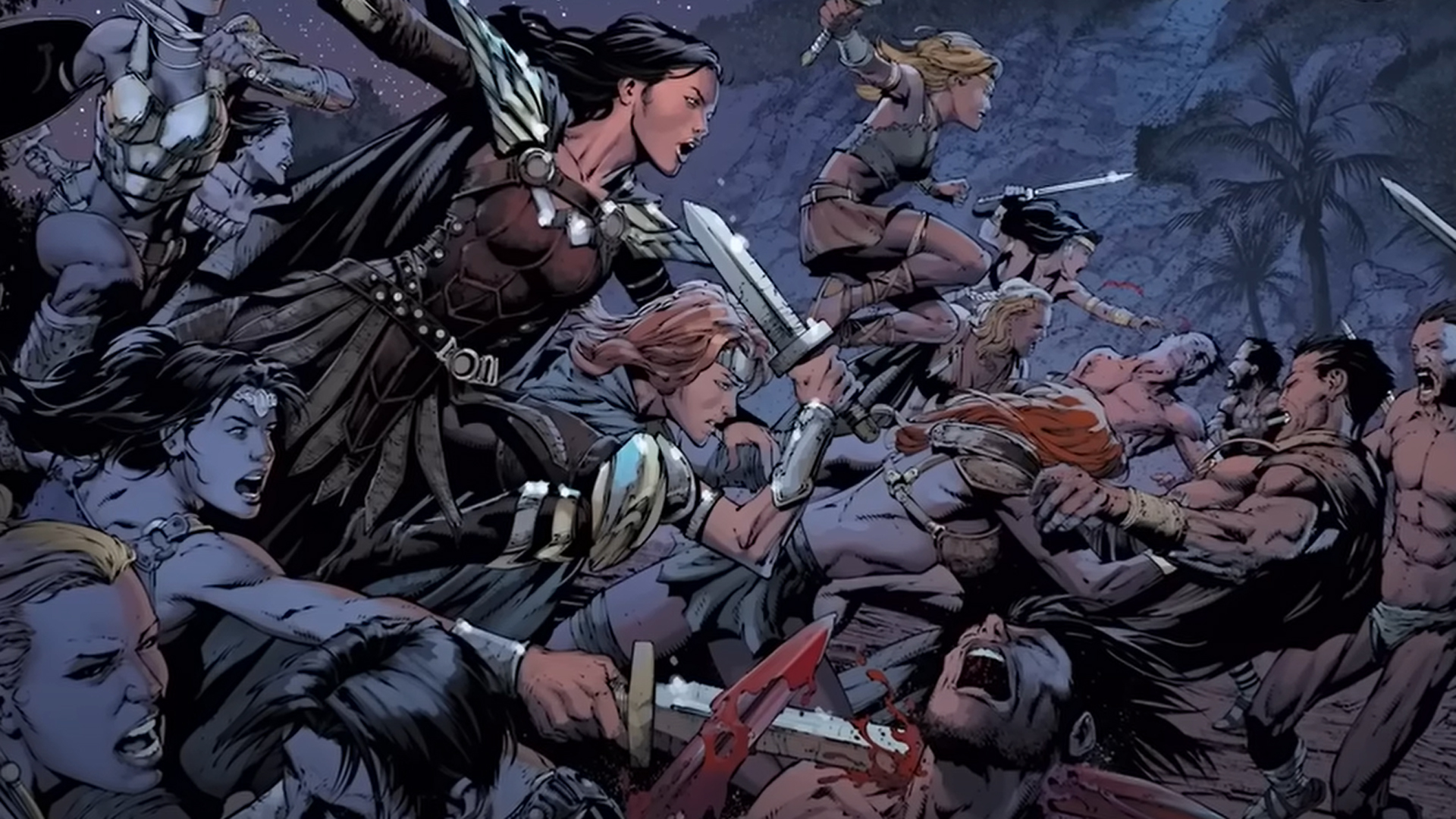 A screenshot of a comic panel page used to depict the DCU's Paradise Lost TV show