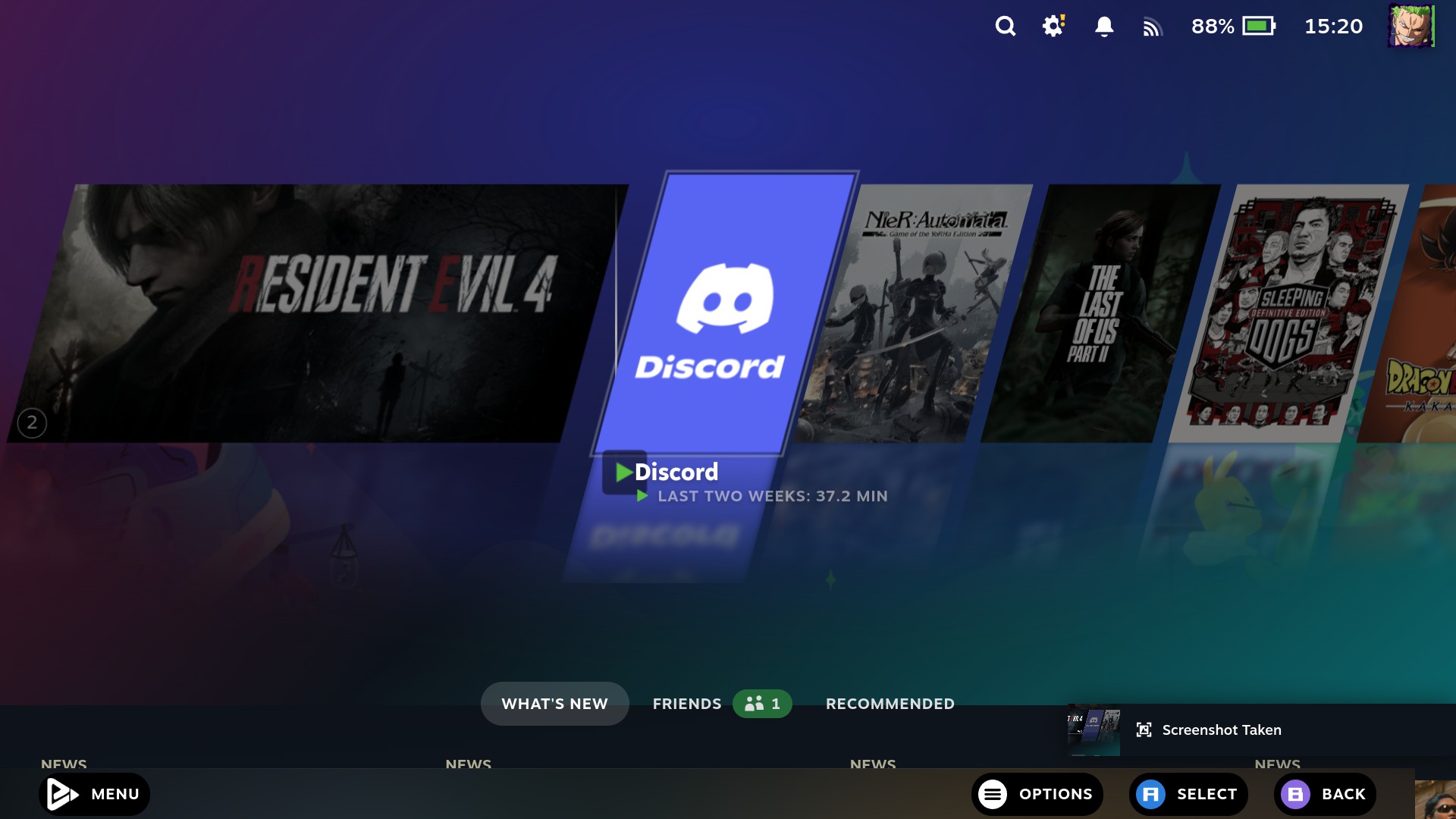 Bazzite/SteamOS's user interface on Asus ROG Ally