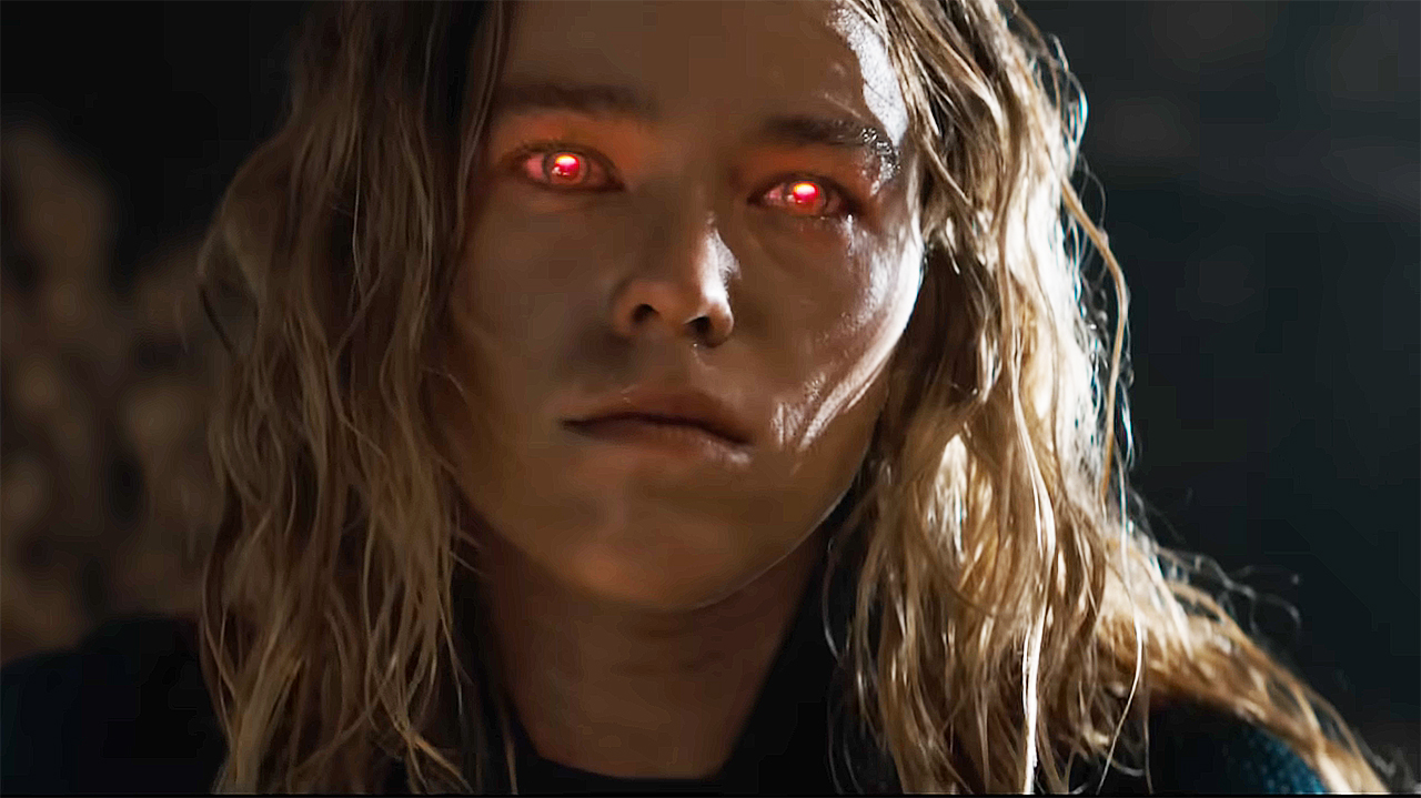 Kara preparing to use her heat vision in Supergirl