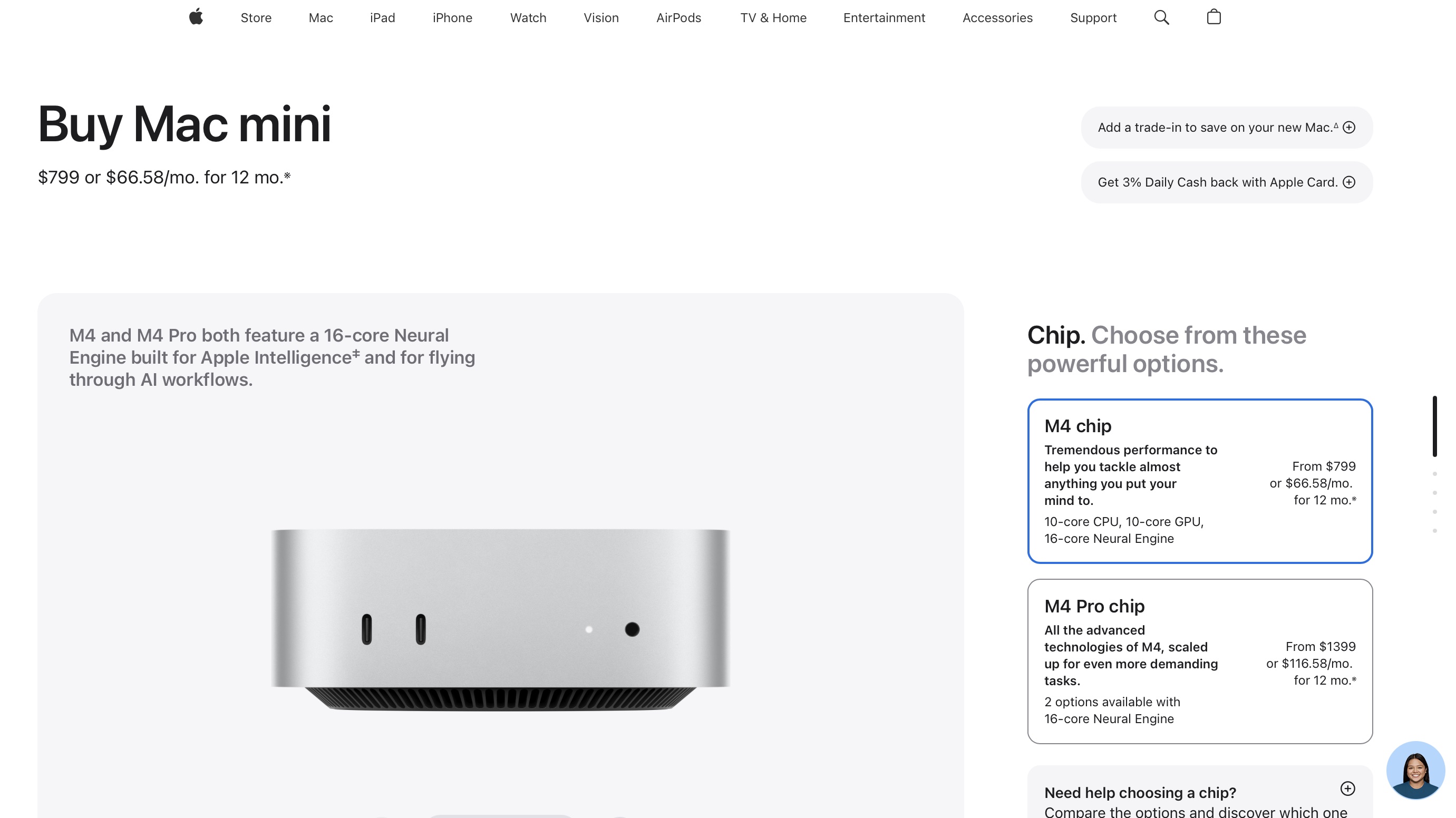 Apple Mac mini, starting at $799