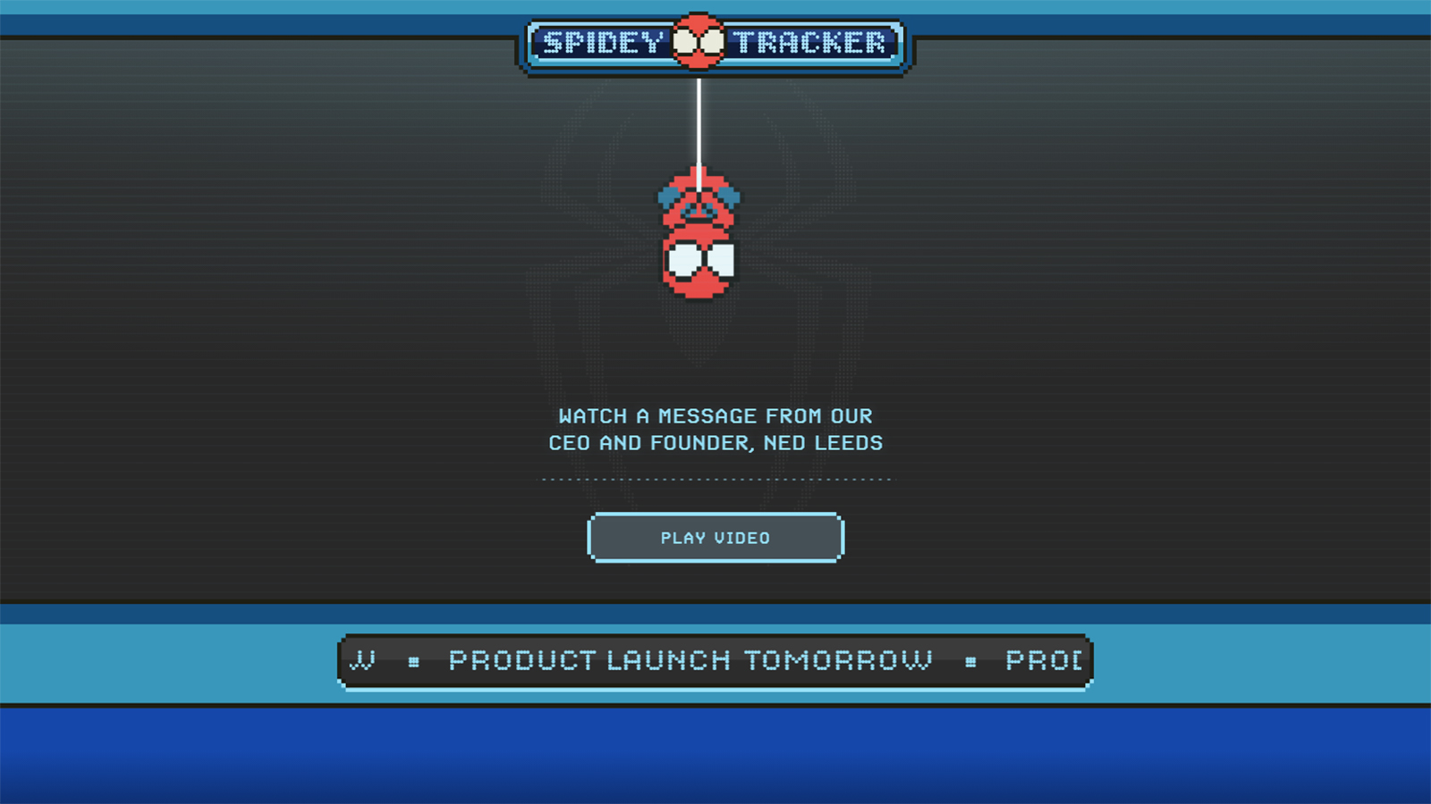 A screenshot of the homepage for the Spidey Tracker website