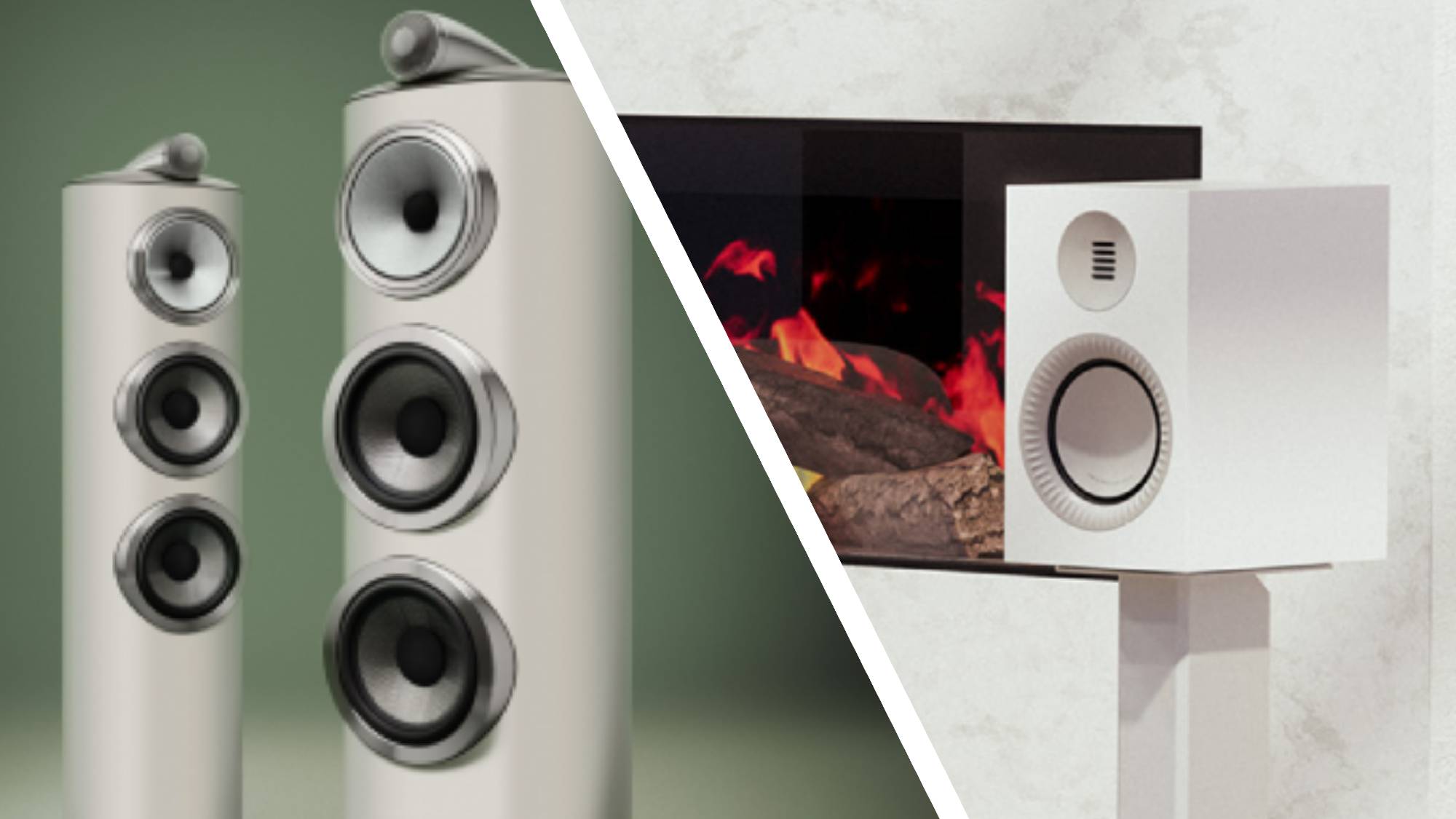 The Kanto Tuk Grand on the right, and Bowers &amp; Wilkins 800 Series Diamond D5 on the left.