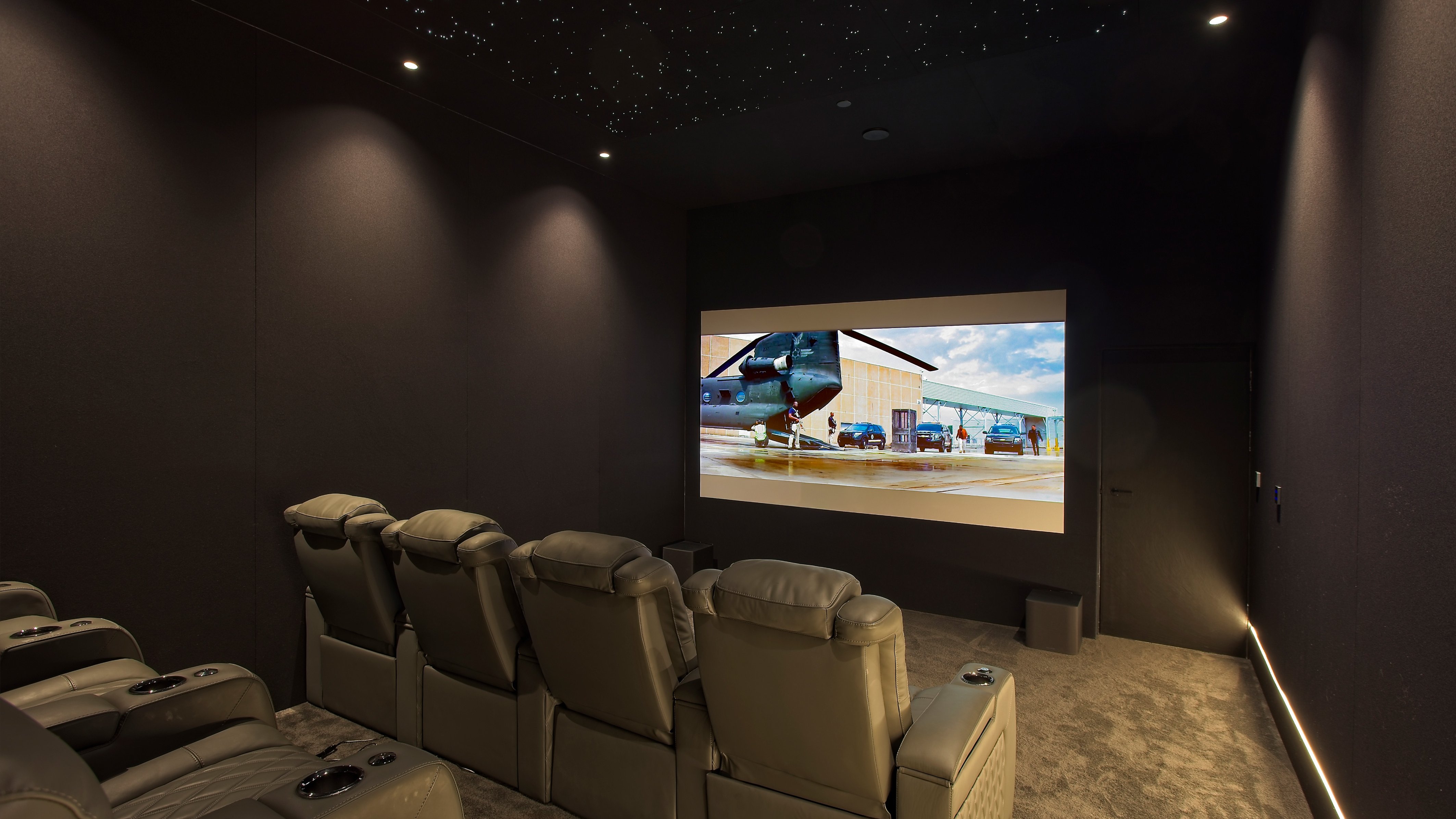Right angle shot from Hove home theater installation by Dr Smart Homes and AWE Europe