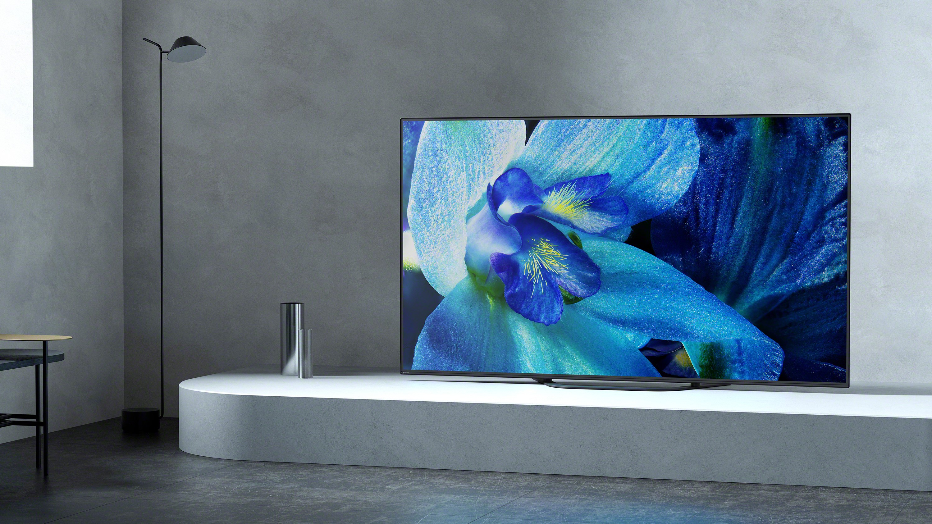 The Sony AG8 OLED TV in a grey room