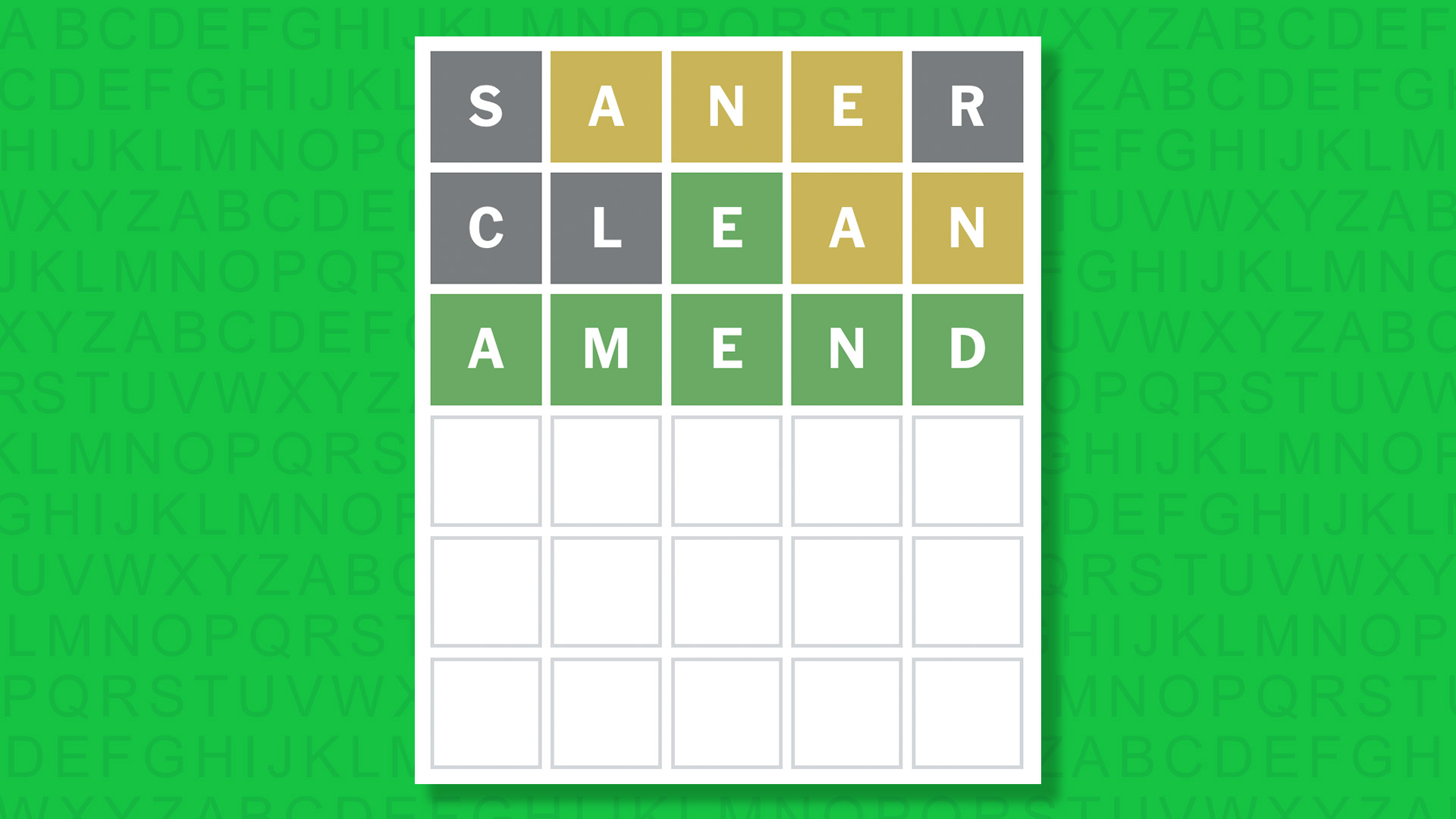 NYT Wordle answer for game 1846 on a green background