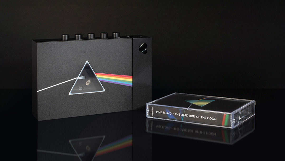 The Pink Floyd x We Are Rewind cassette player with the tape of the Dark Side of the Moon album