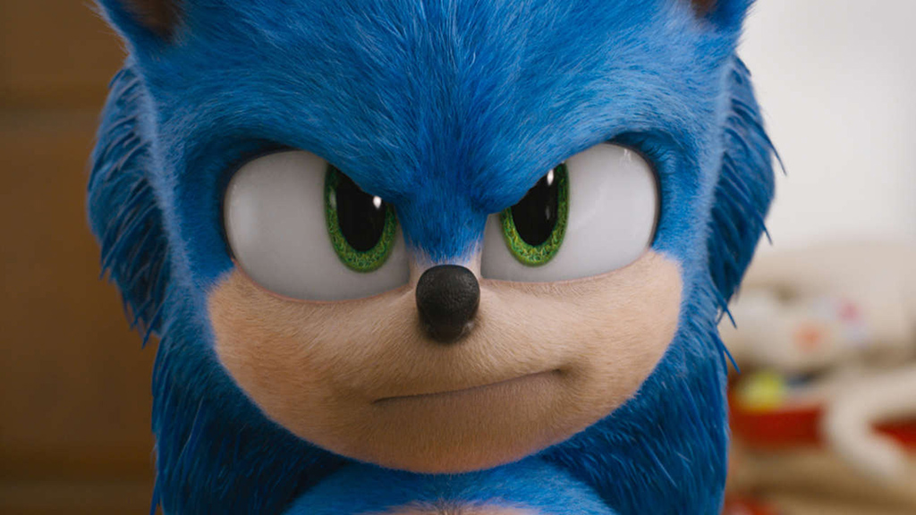 Sonic the Hedgehog looking determined in his 2020 self-titled movie