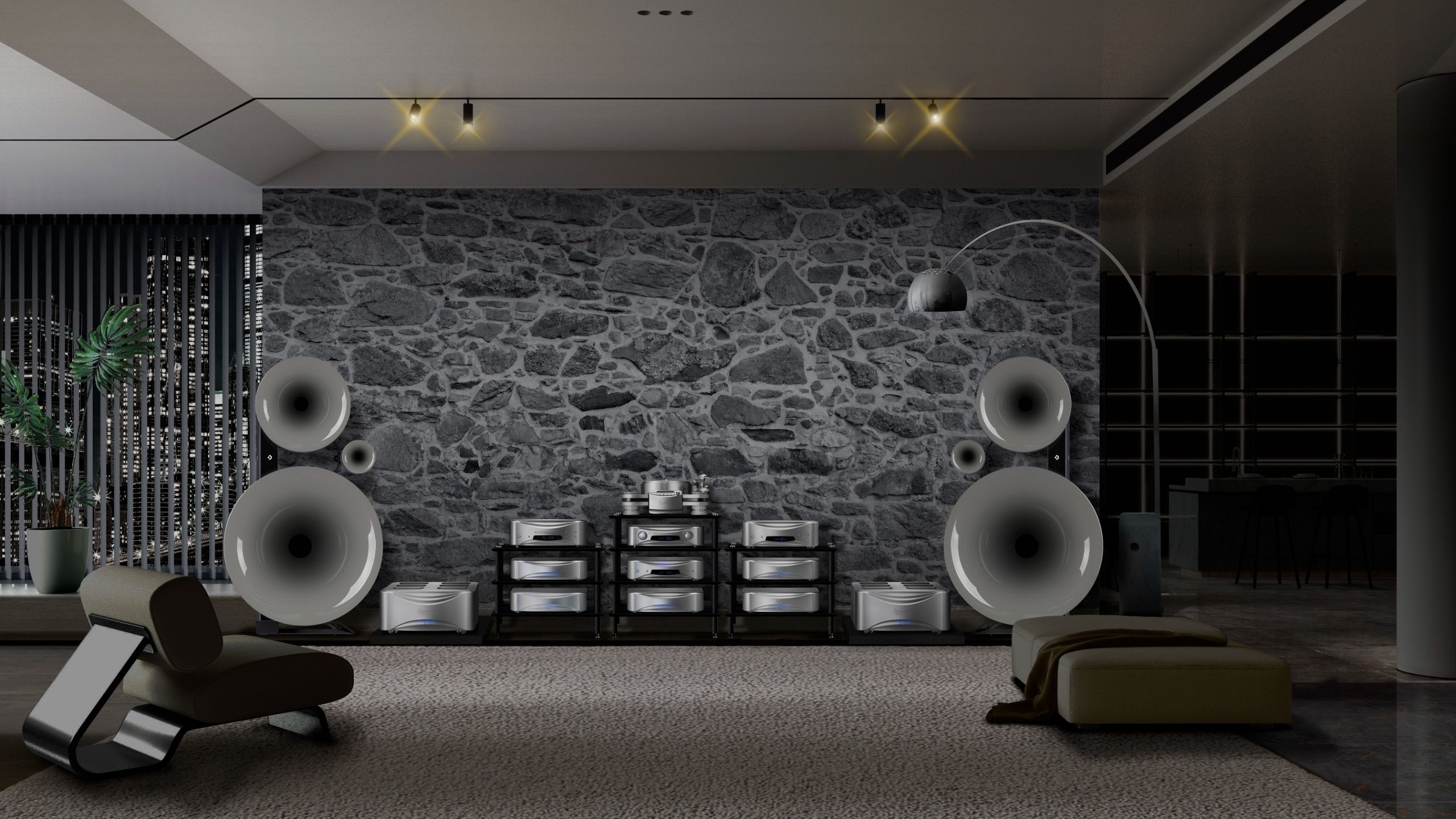 Esoteric's full Grandioso range in a hi-fi listening room